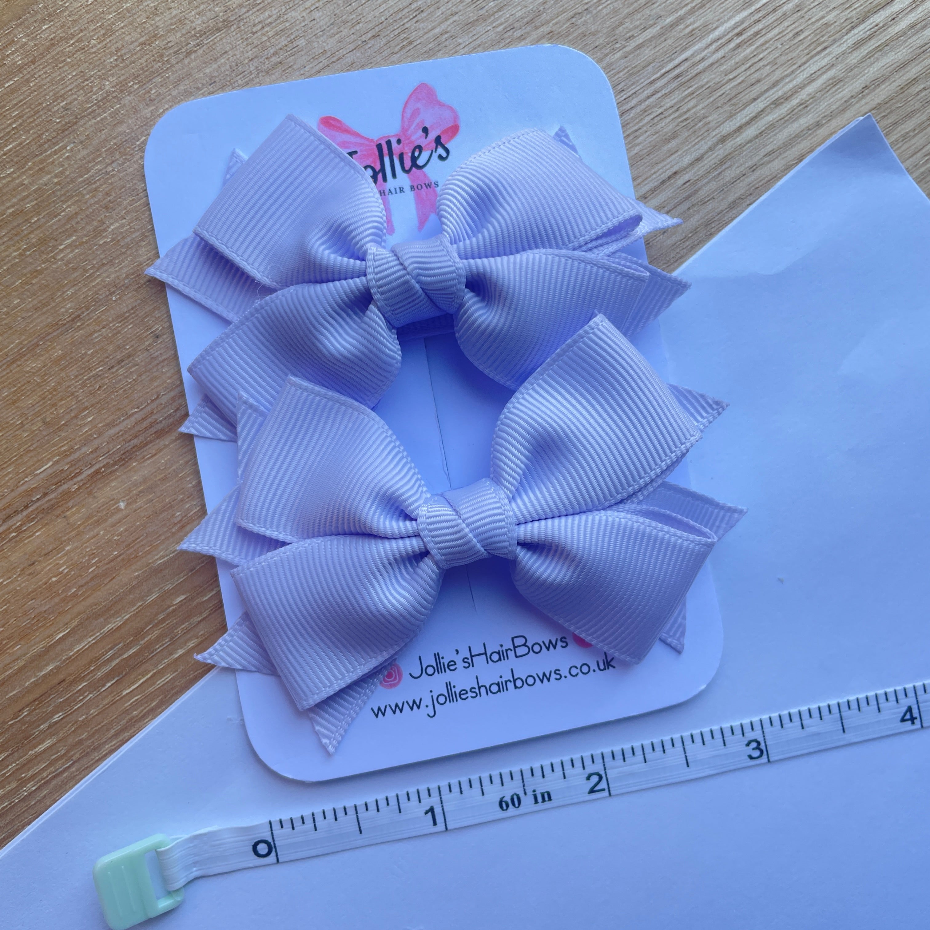 3inch Layered Bow with Clip (pair) - Lilac Mist