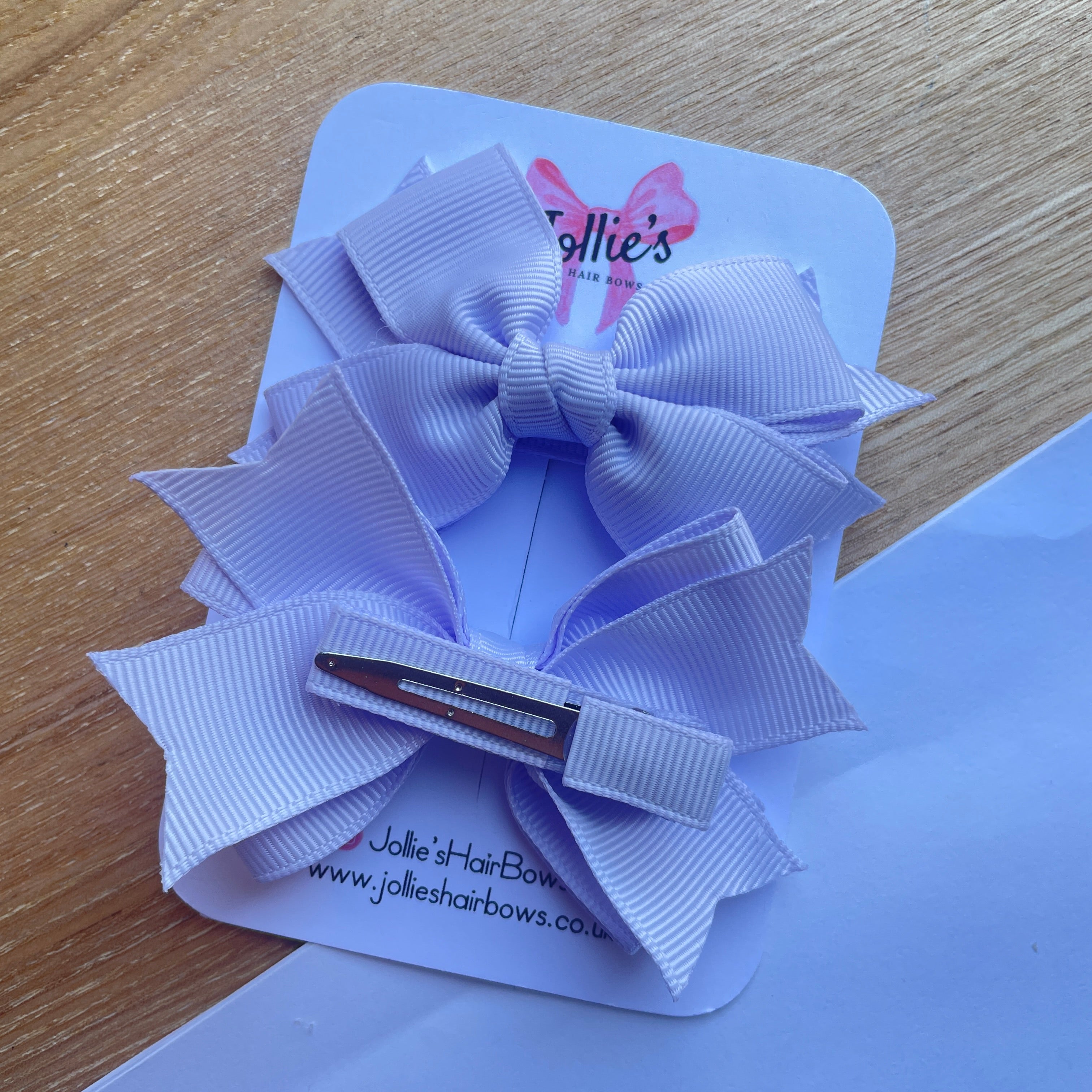 3inch Layered Bow with Clip (pair) - Lilac Mist