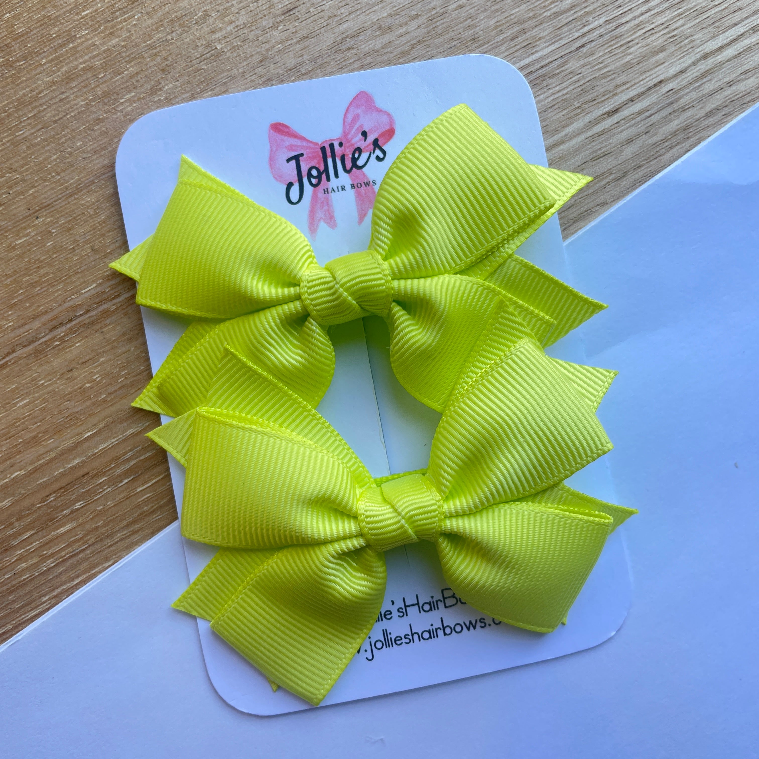 3inch Layered Bow with Clip (pair) - Pineapple