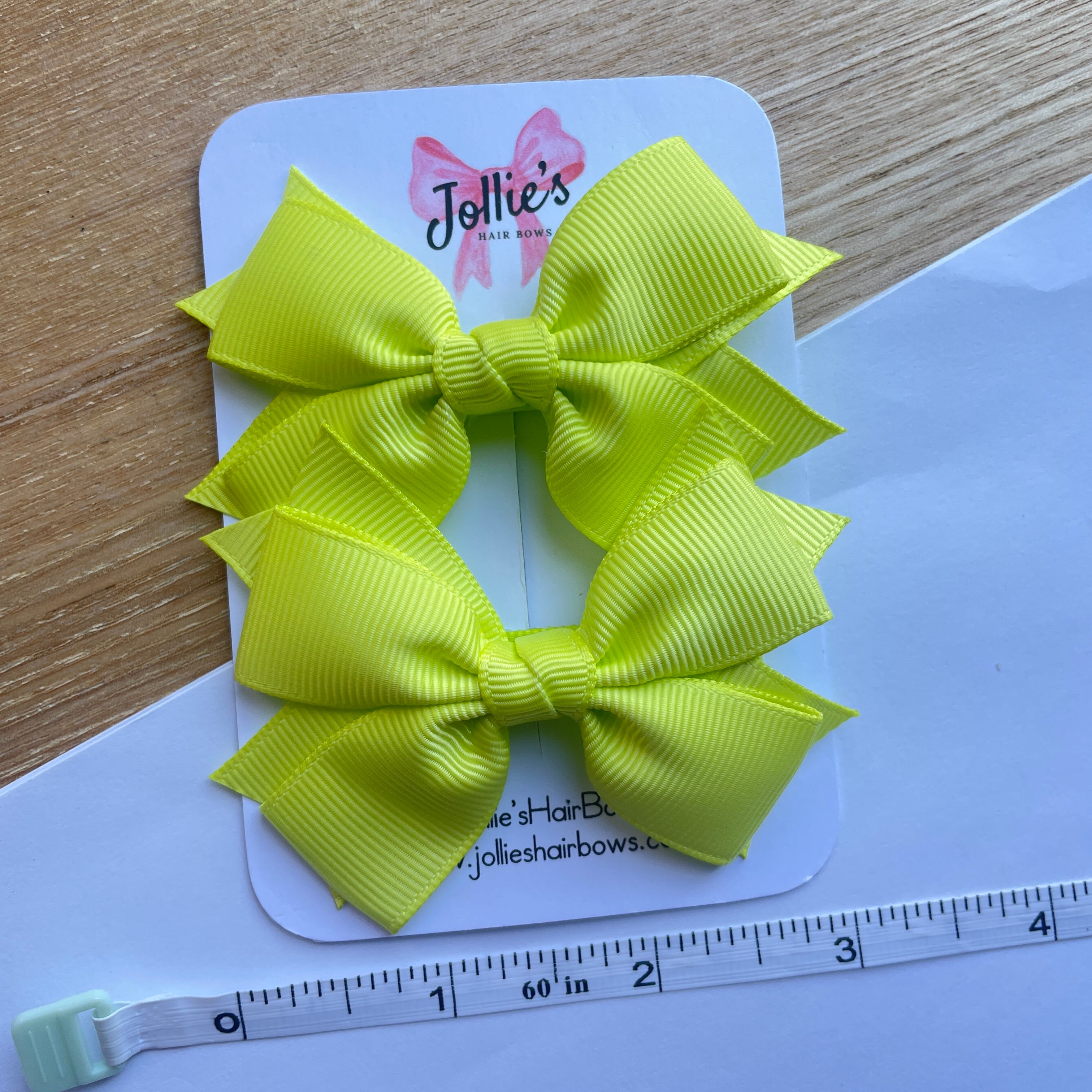 3inch Layered Bow with Clip (pair) - Pineapple