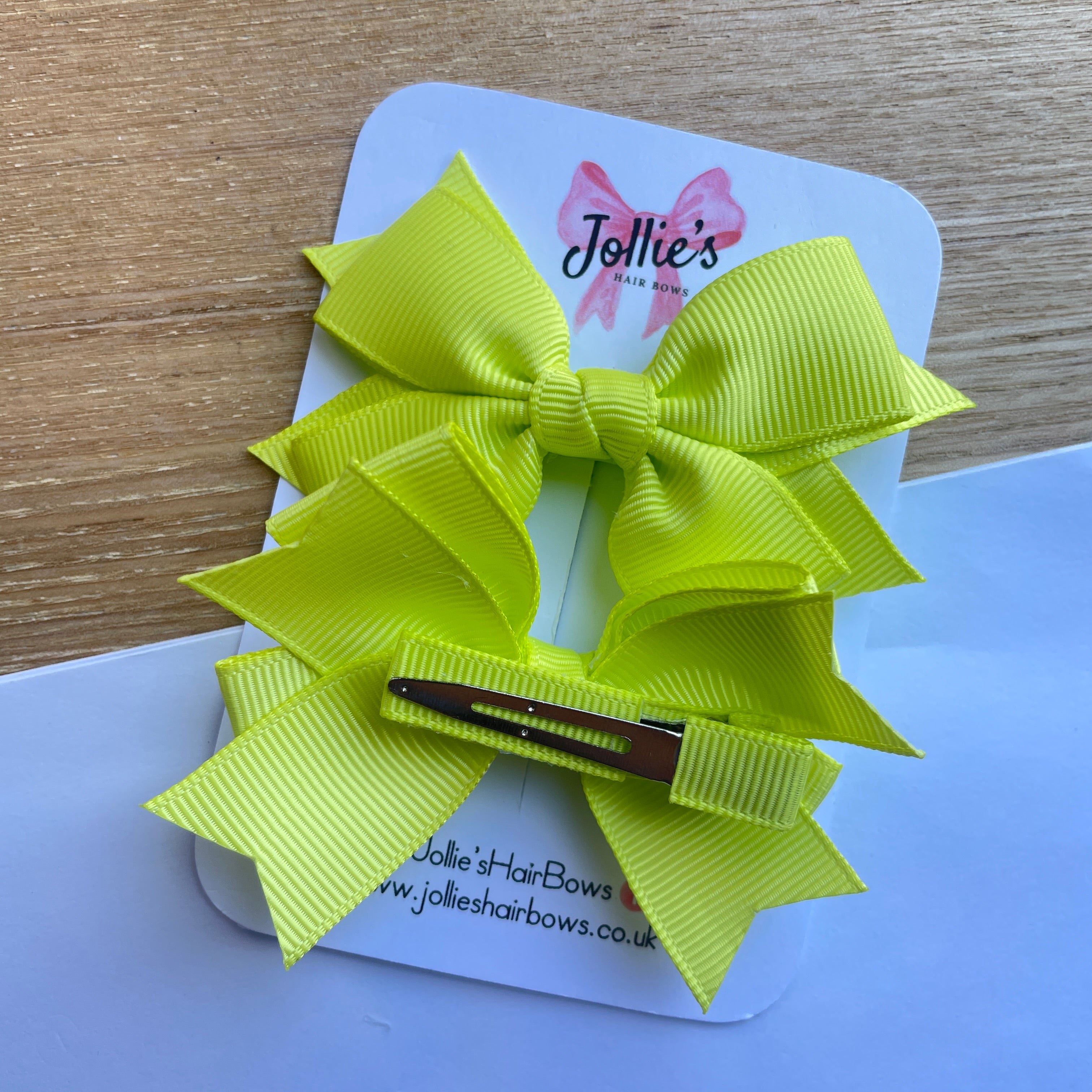 3inch Layered Bow with Clip (pair) - Pineapple