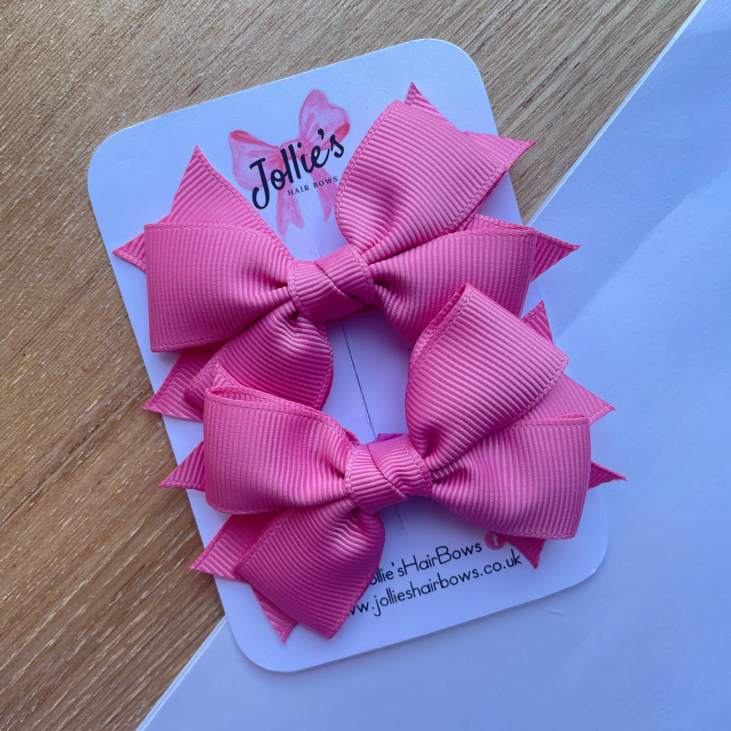 3inch Layered Bow with Clip (pair) - Fantasy Rose