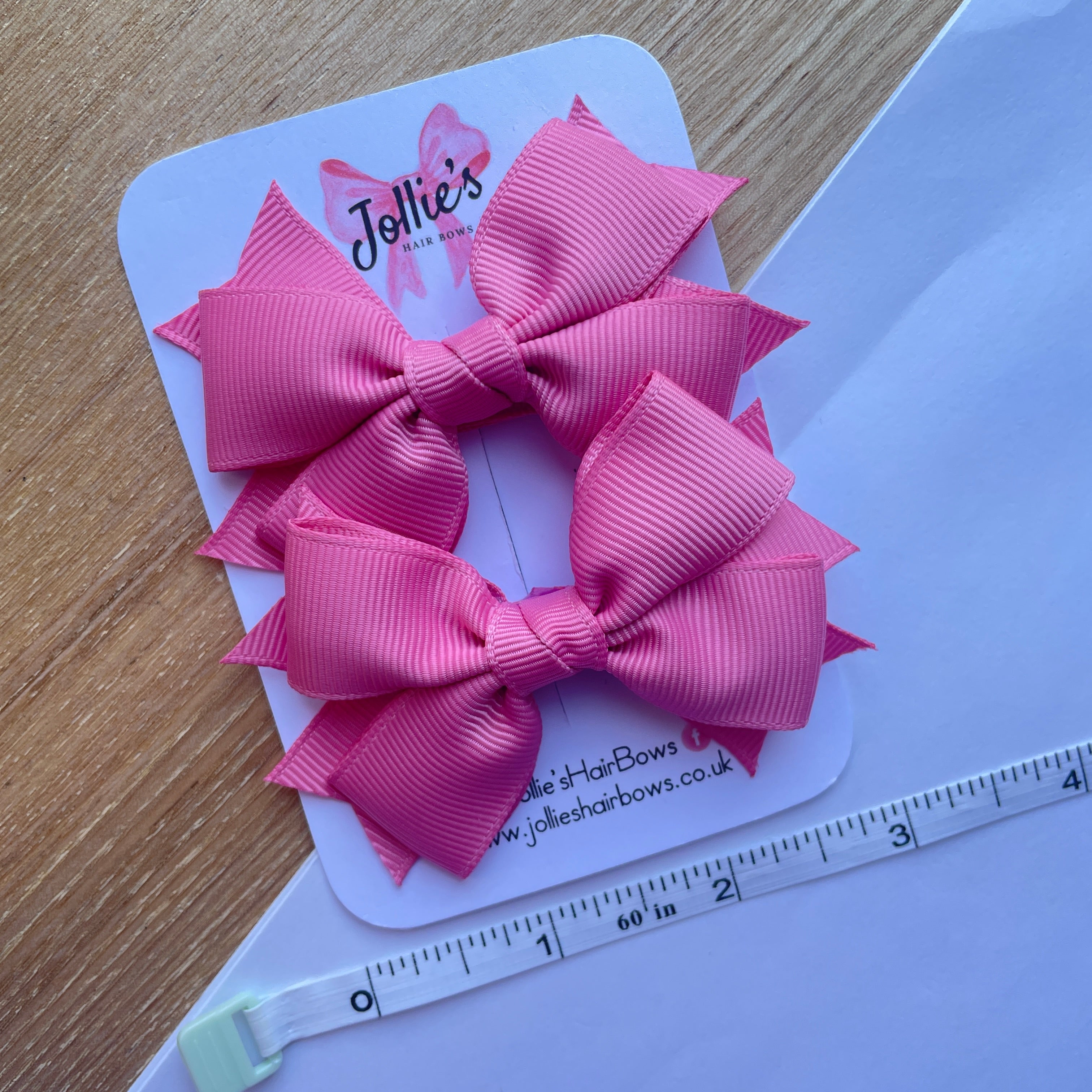 3inch Layered Bow with Clip (pair) - Fantasy Rose