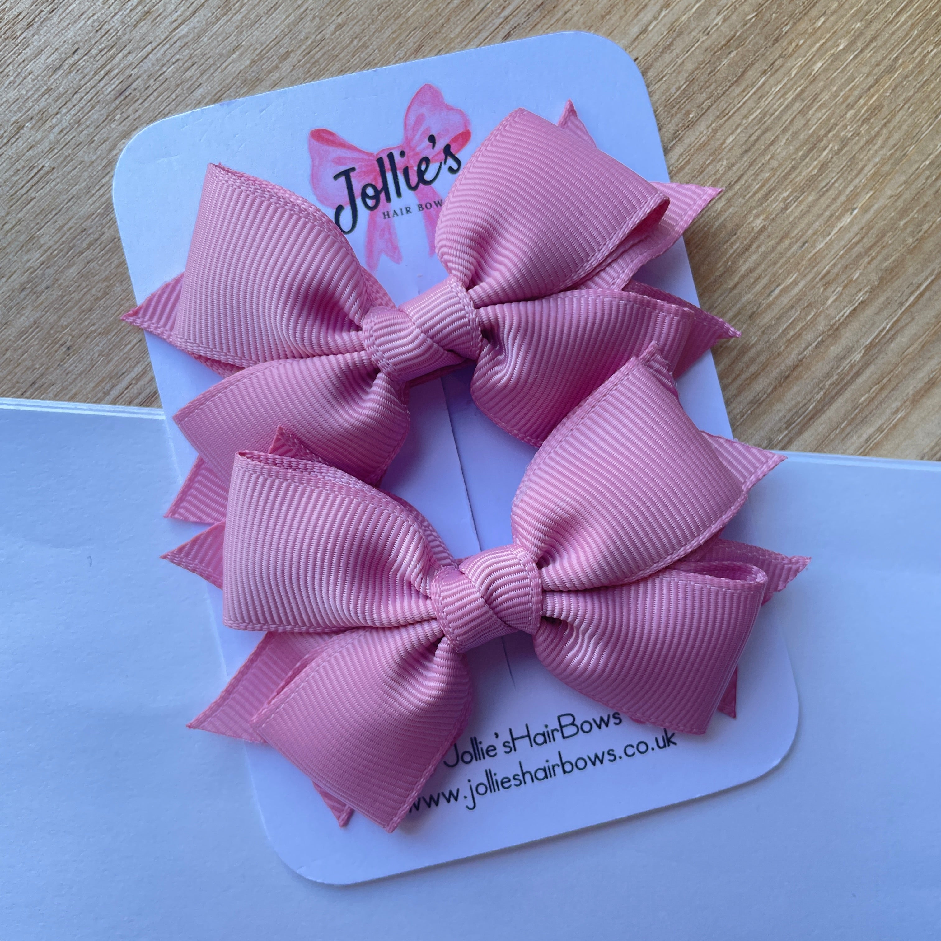 3inch Layered Bow with Clip (pair) - Quartz