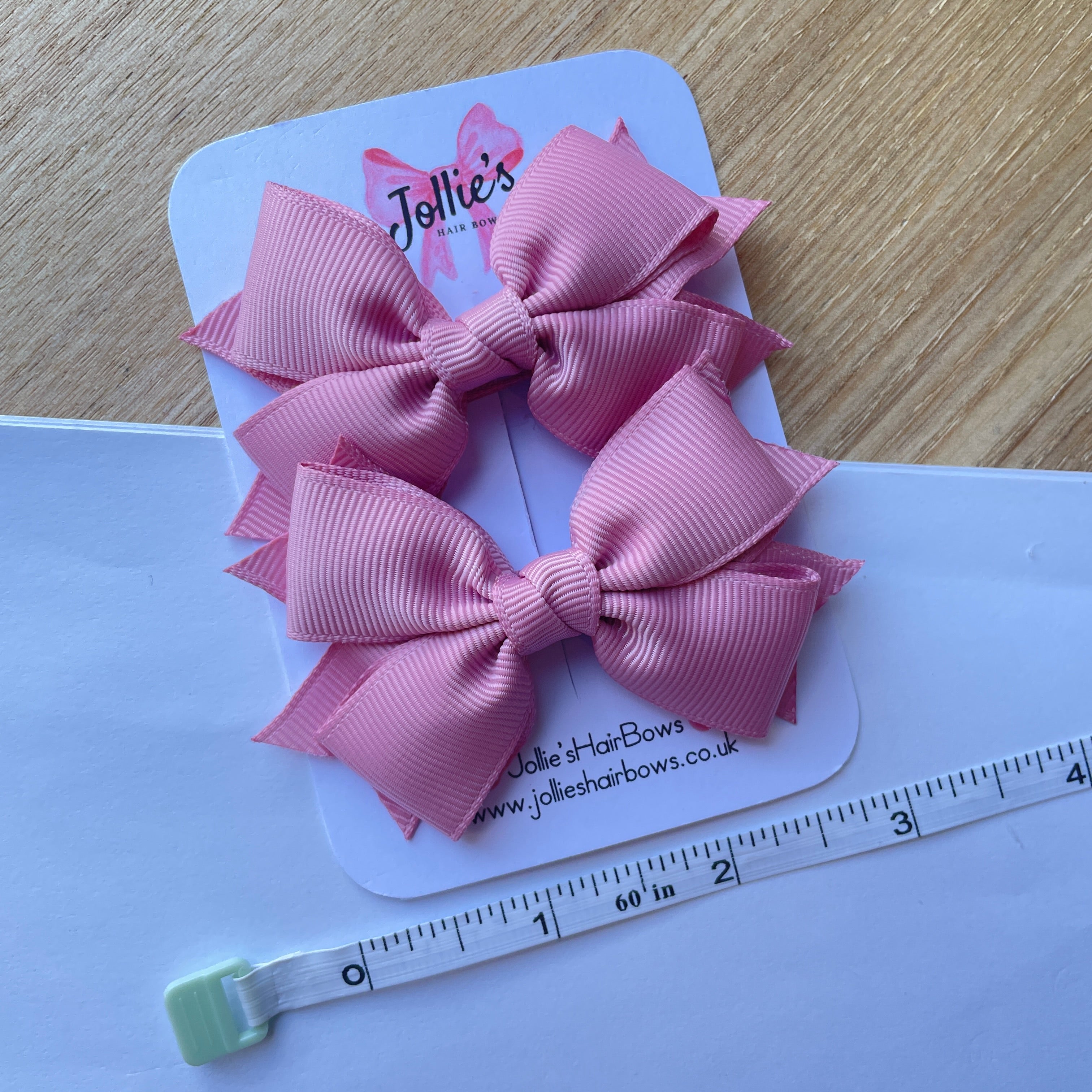 3inch Layered Bow with Clip (pair) - Quartz