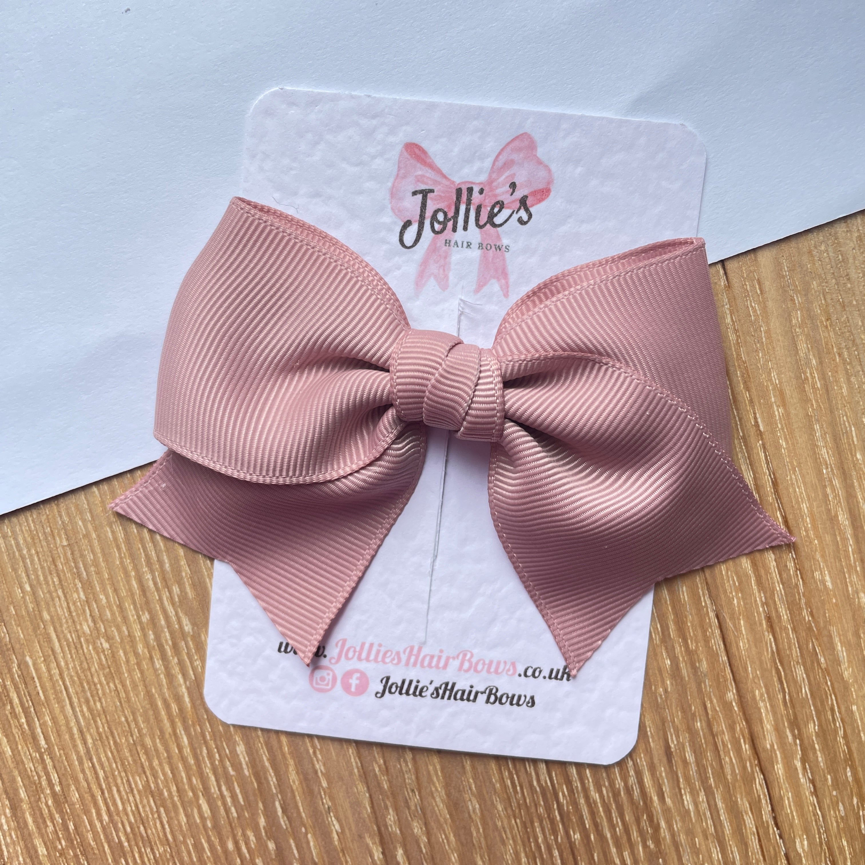 4inch Ribbon Bow with Clip - Antique Mauve