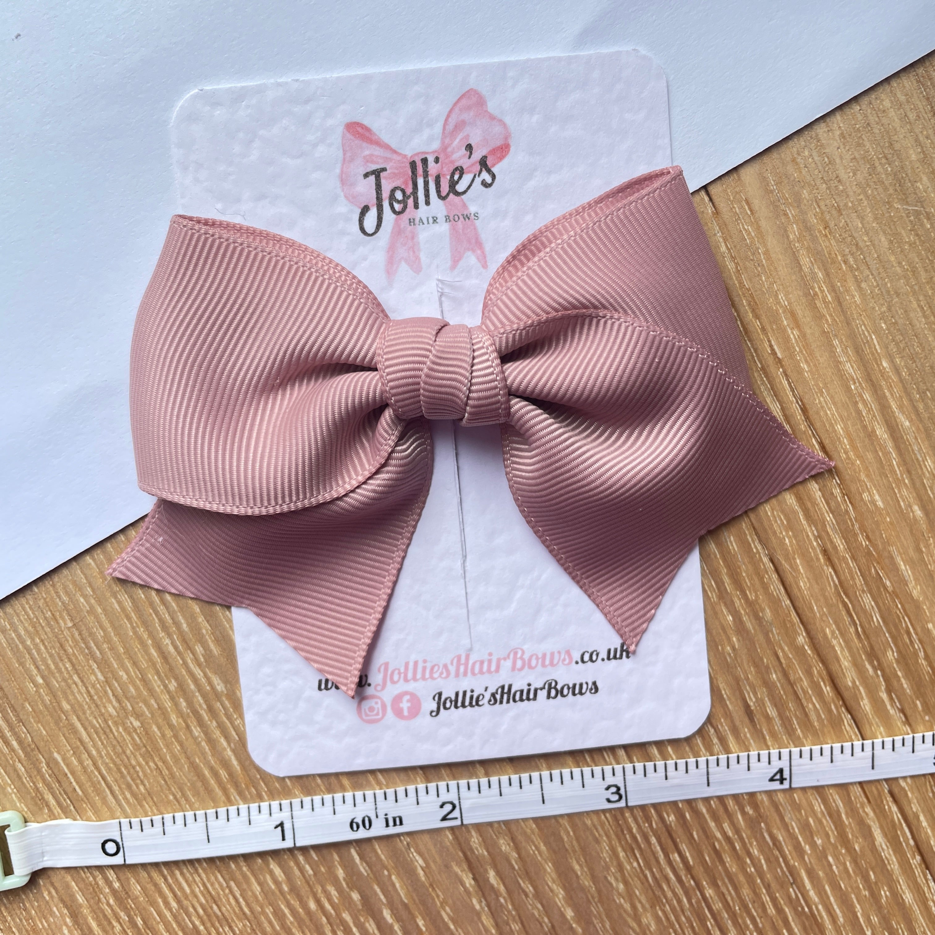 4inch Ribbon Bow with Clip - Antique Mauve