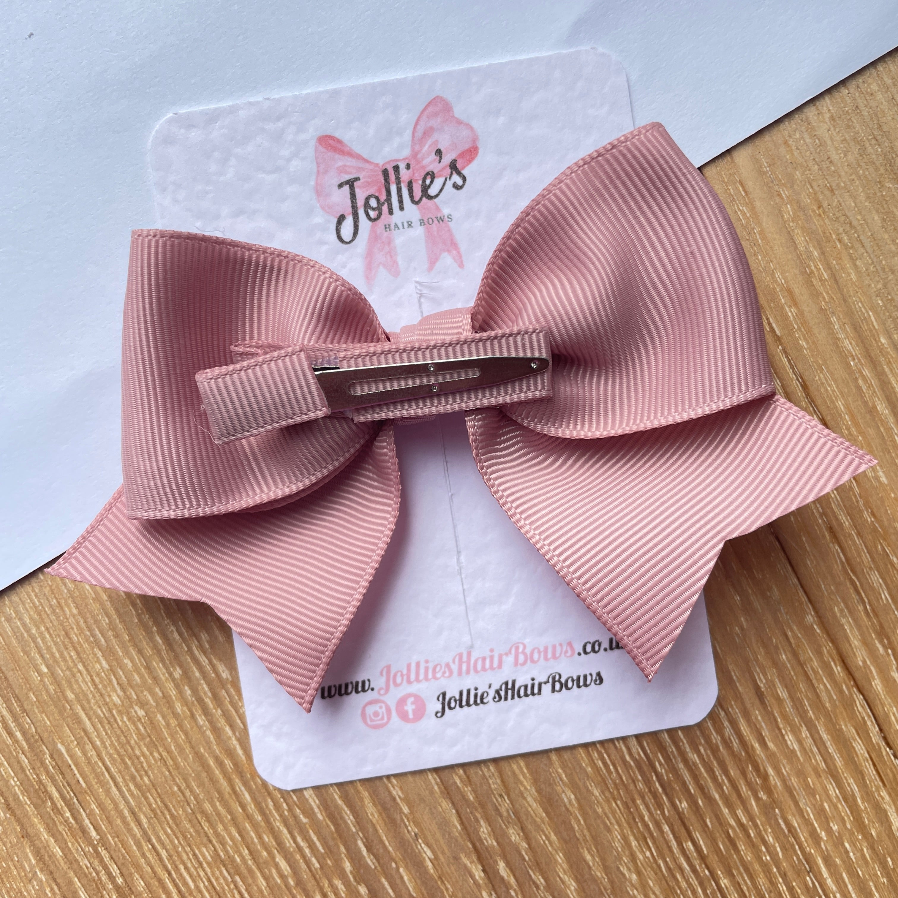 4inch Ribbon Bow with Clip - Antique Mauve