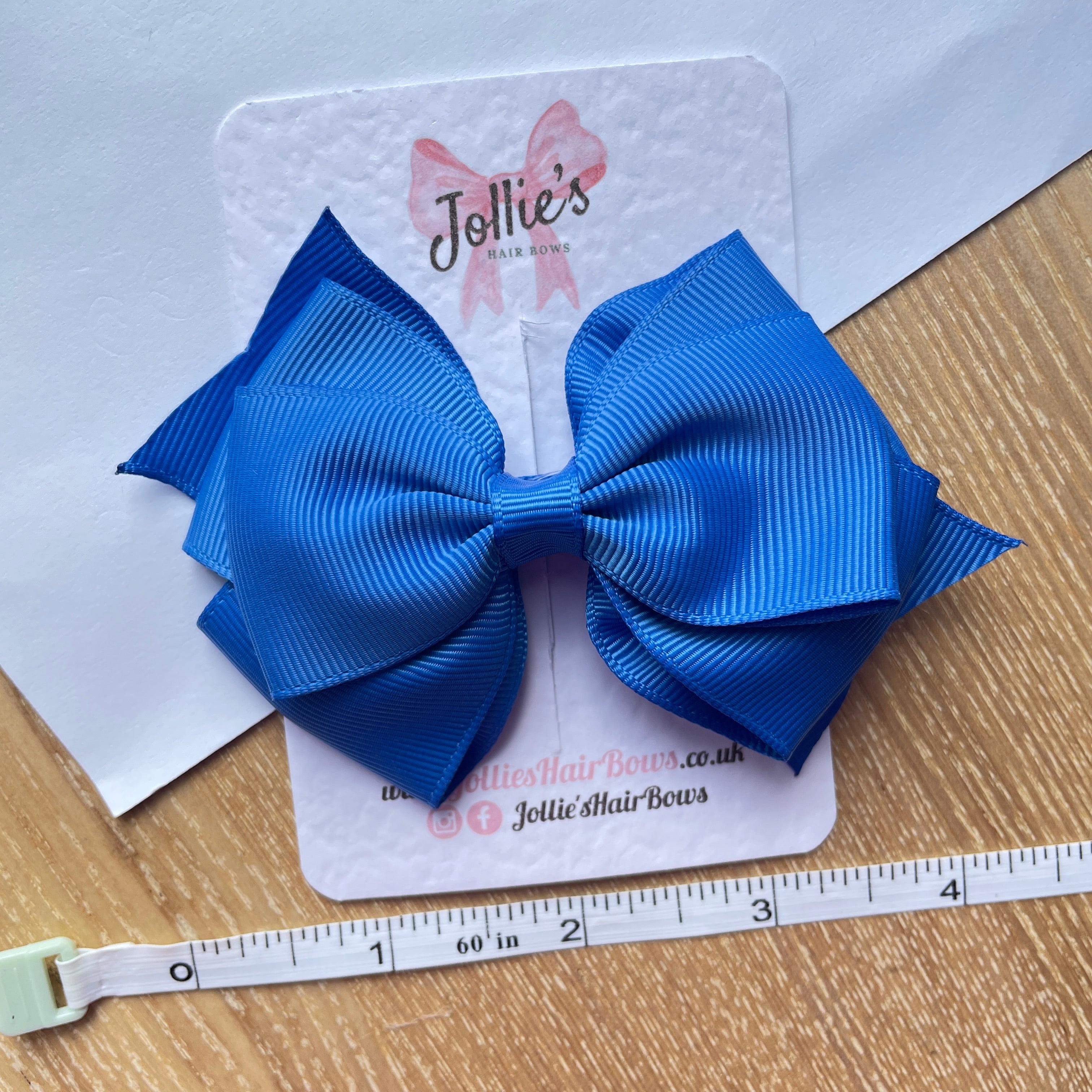 4inch Triple Layers Bow with Clip - Royal Blue