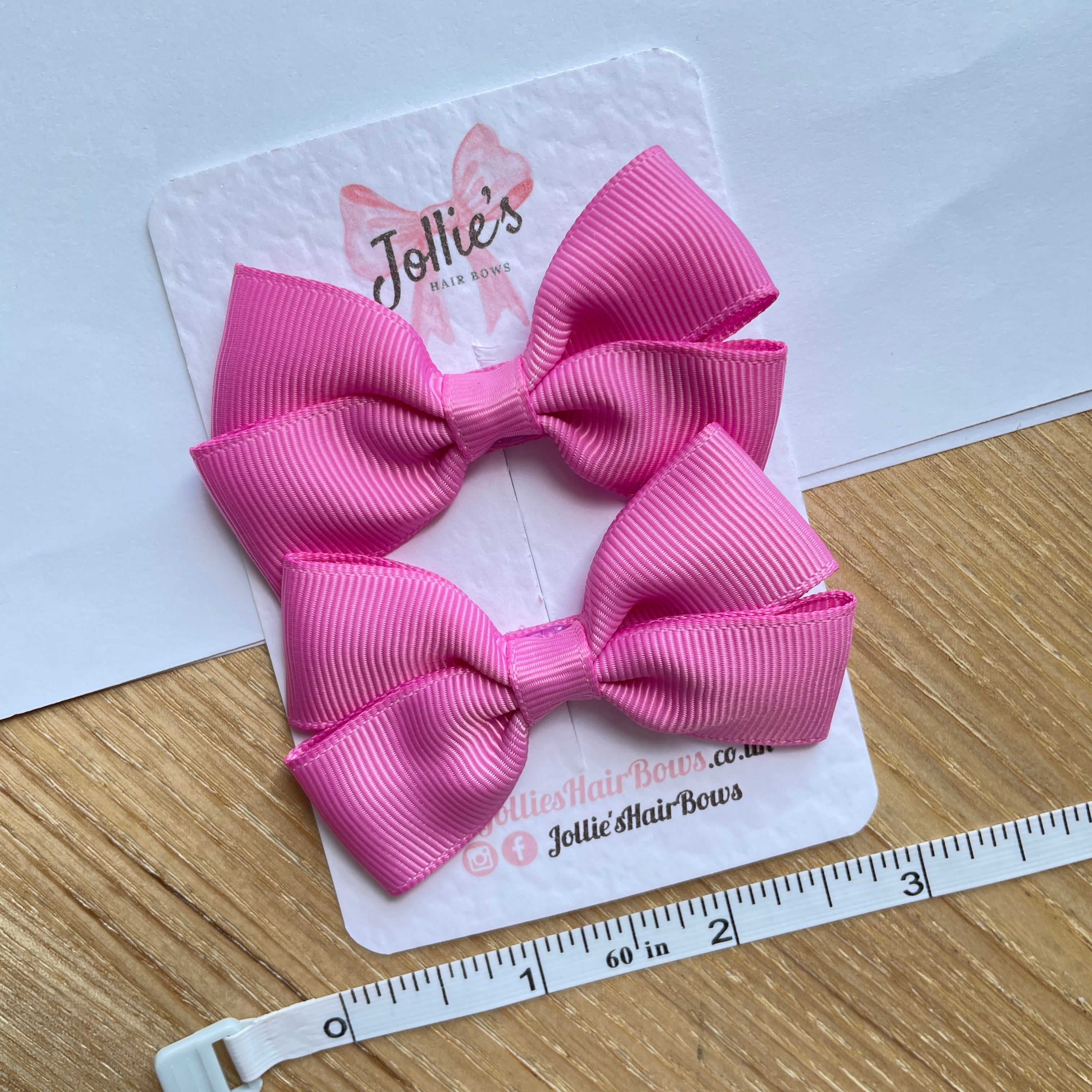 2.75inch Bow with Clip (pair) - Rose Bloom