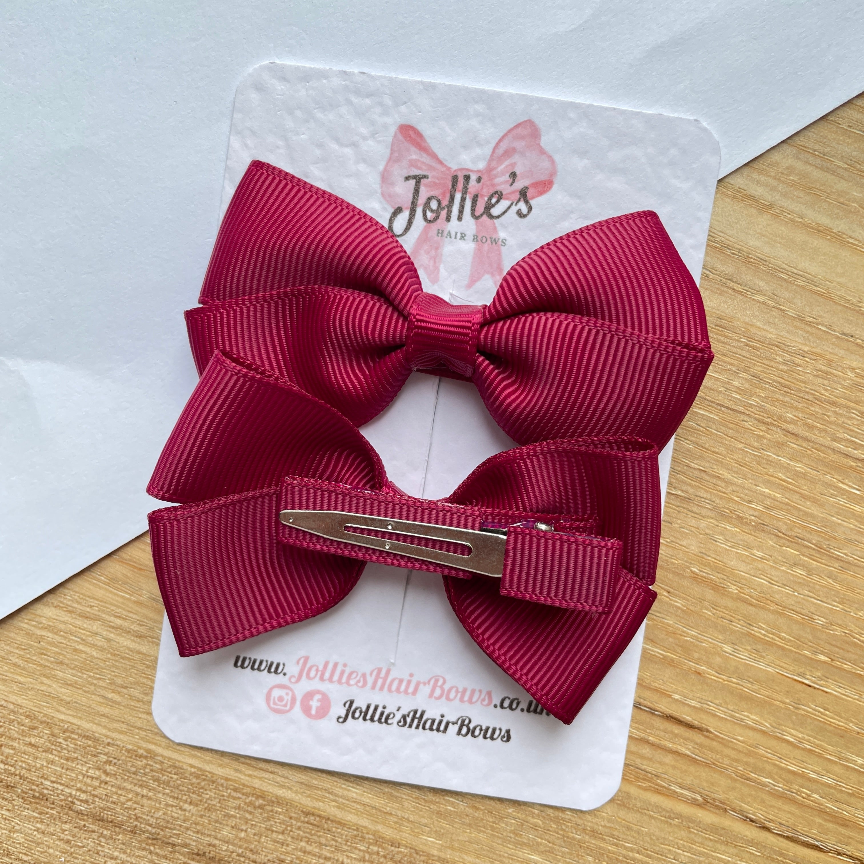 2.75inch Bow with Clip (pair) - Wine