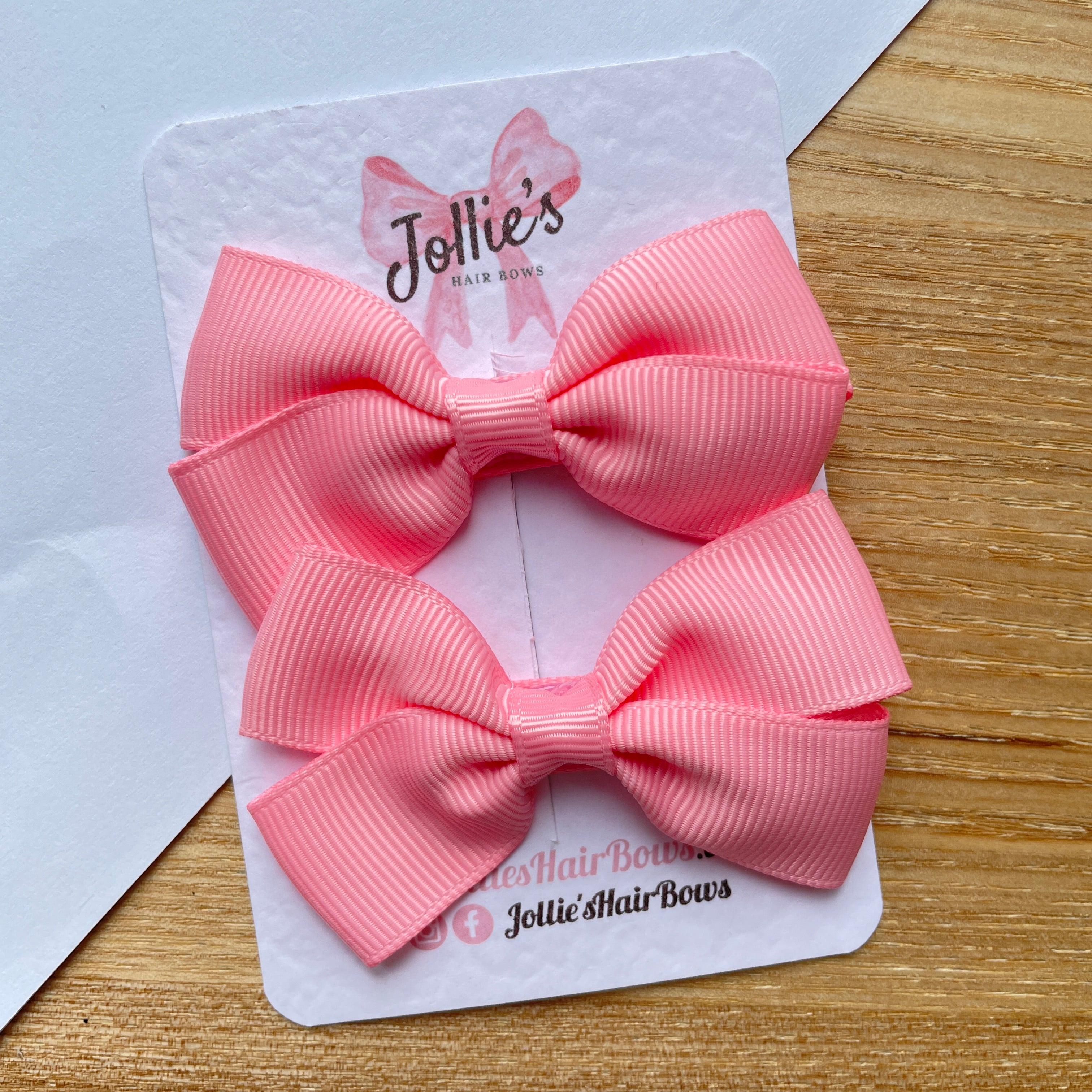 2.75inch Bow with Clip (pair) - Pink