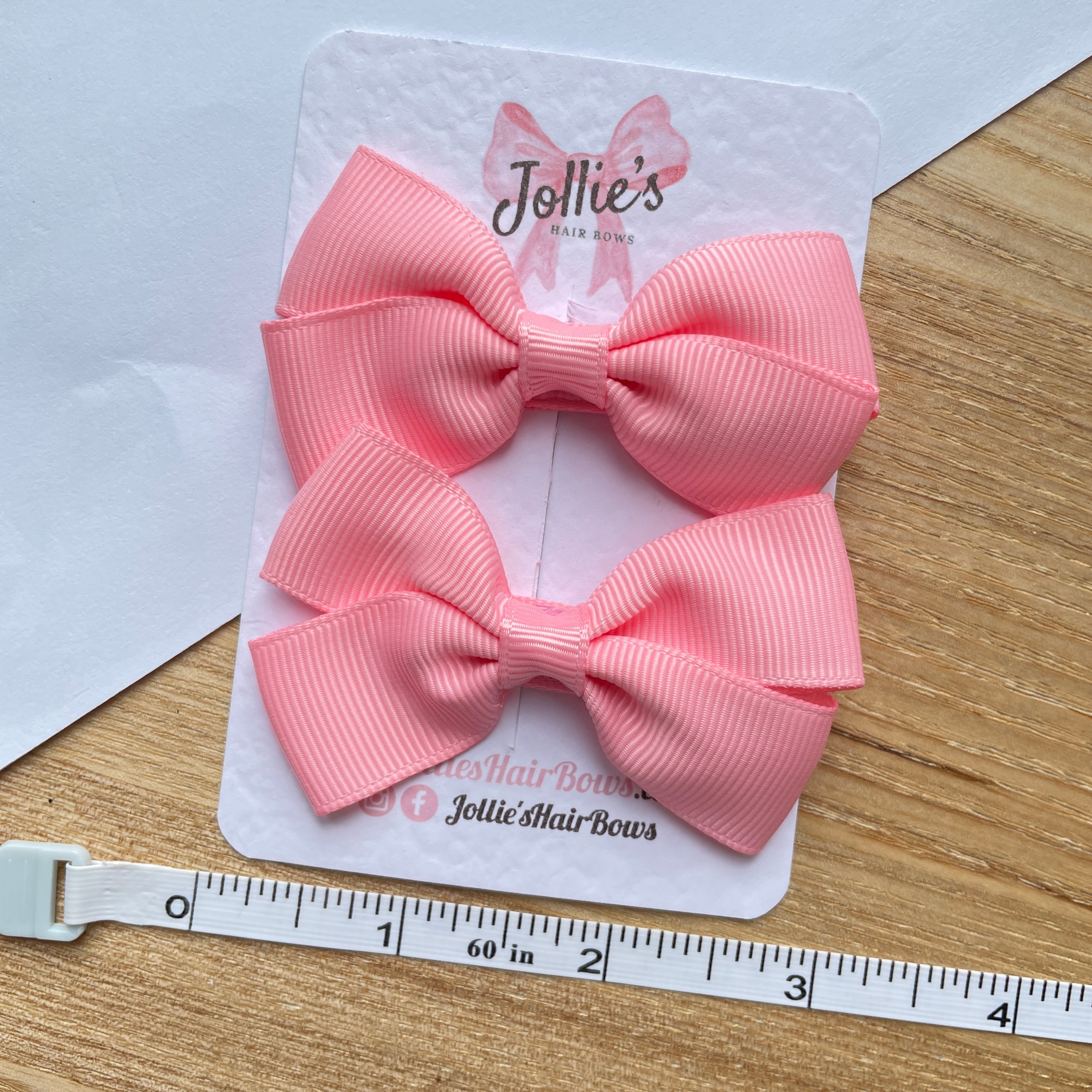 2.75inch Bow with Clip (pair) - Pink