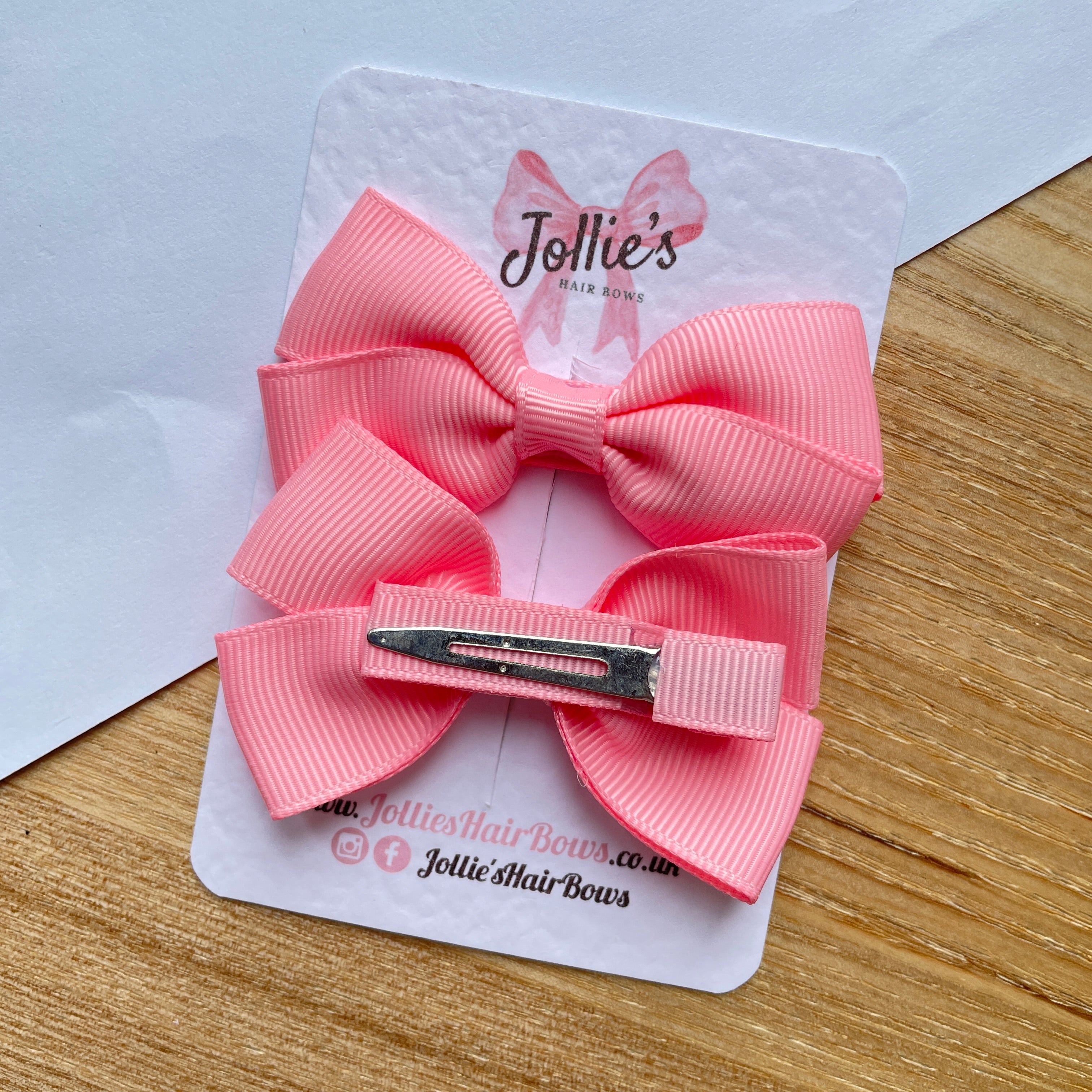 2.75inch Bow with Clip (pair) - Pink