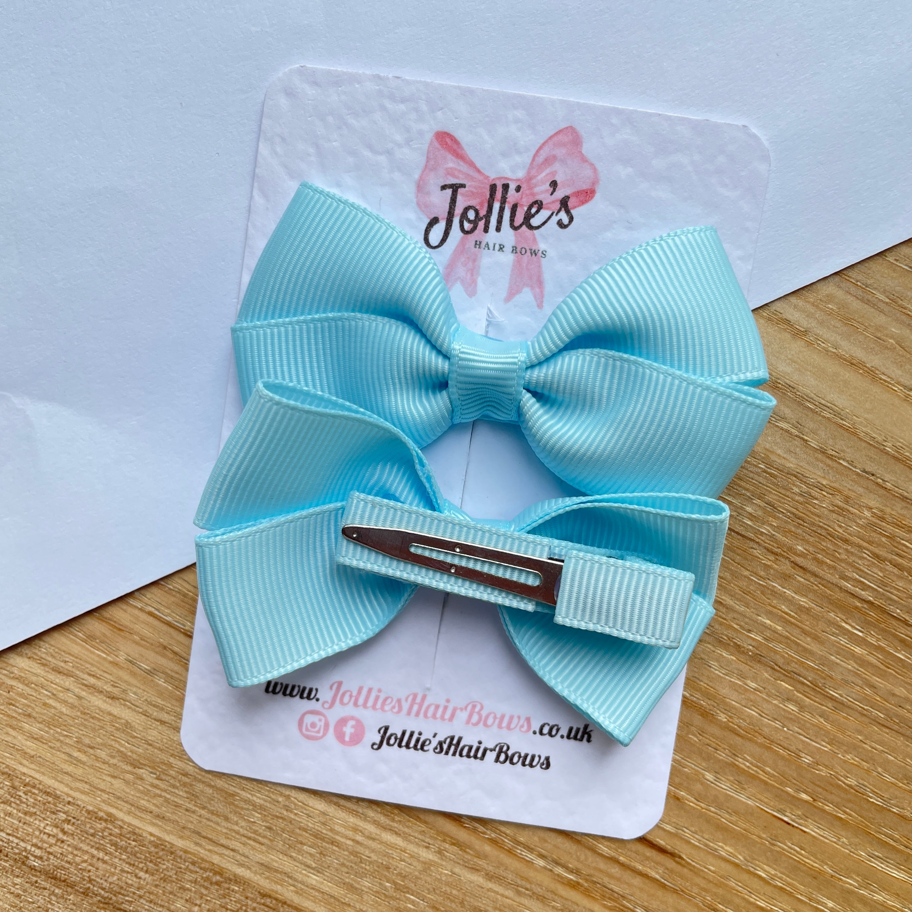 2.75inch Bow with Clip (pair) - Light Blue