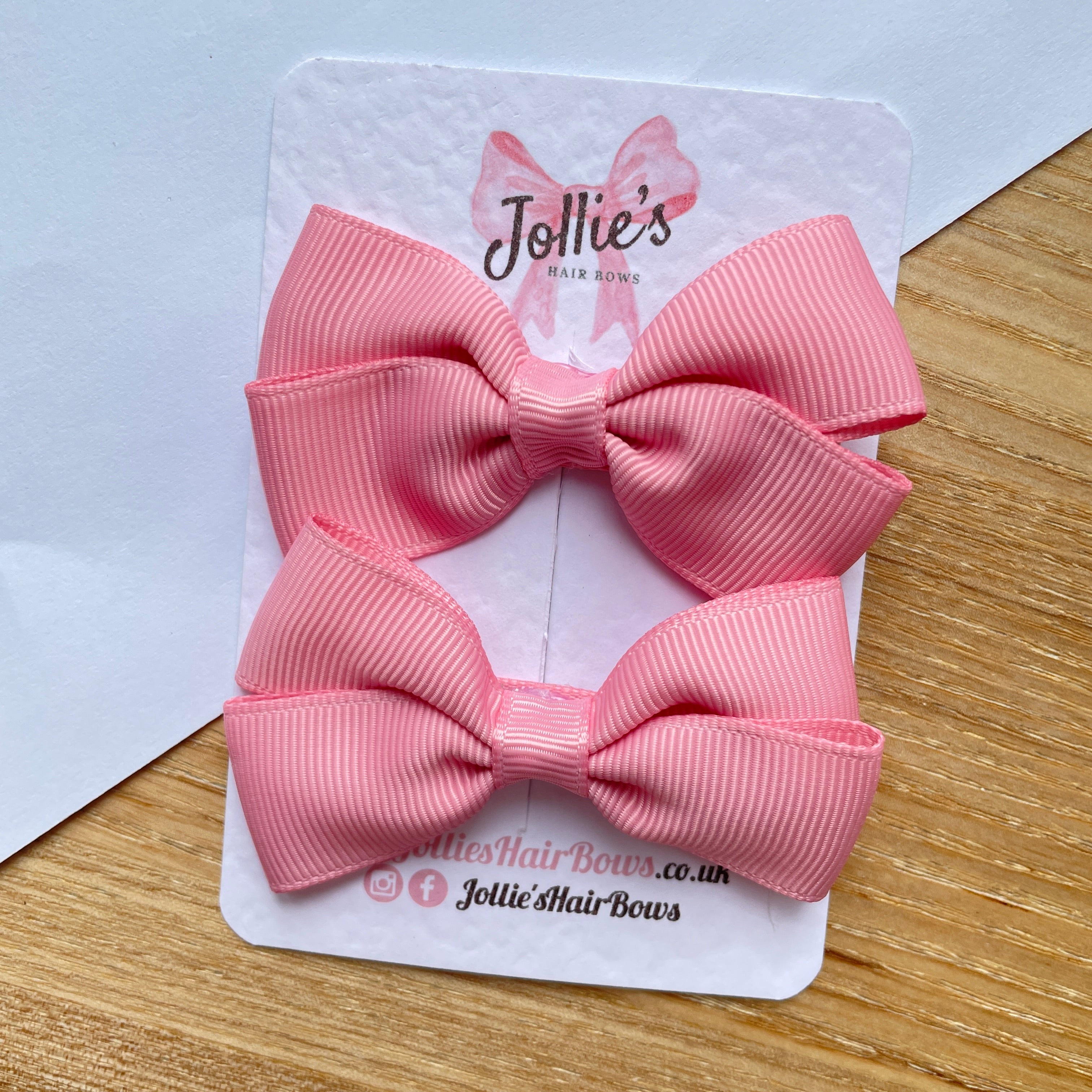 2.75inch Bow with Clip (pair) - Rose Pink