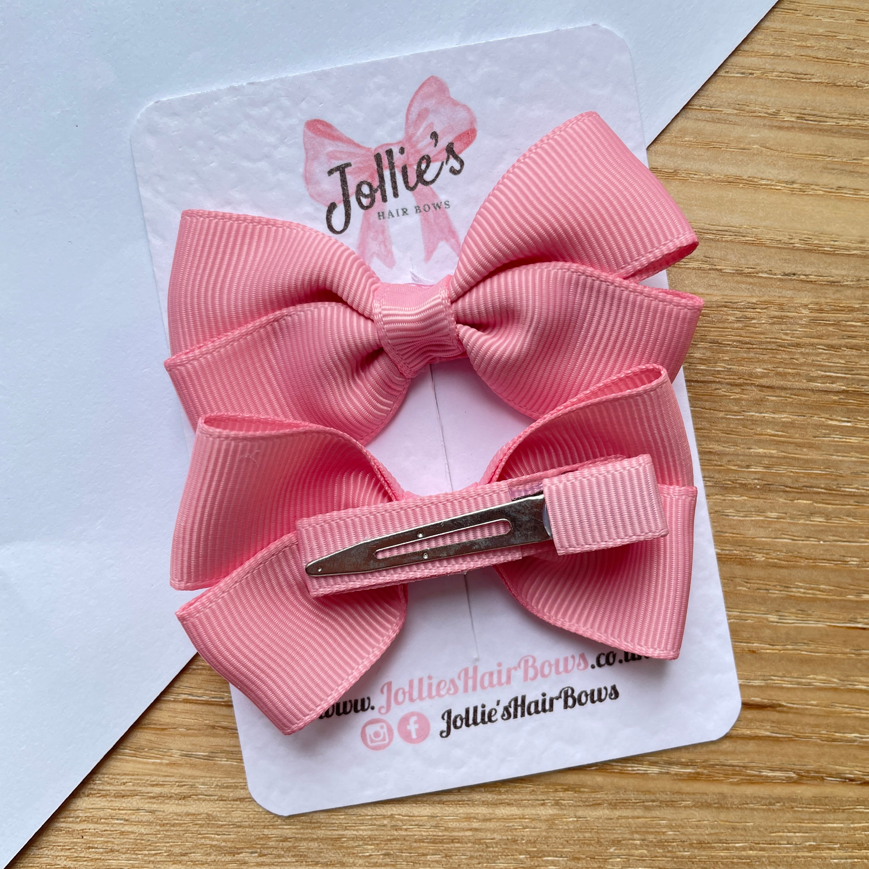 2.75inch Bow with Clip (pair) - Rose Pink