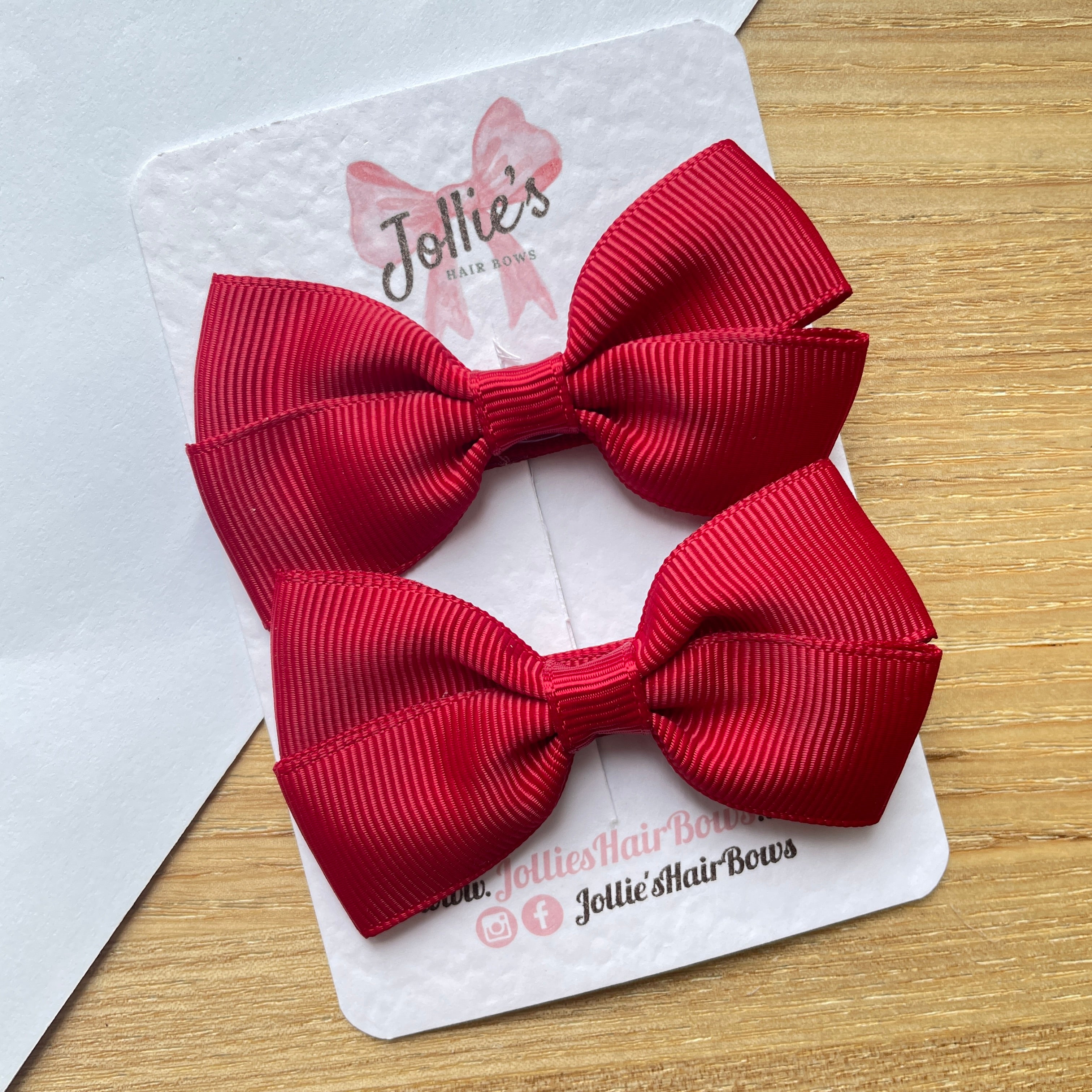 2.75inch Bow with Clip (pair) - Scarlet Red