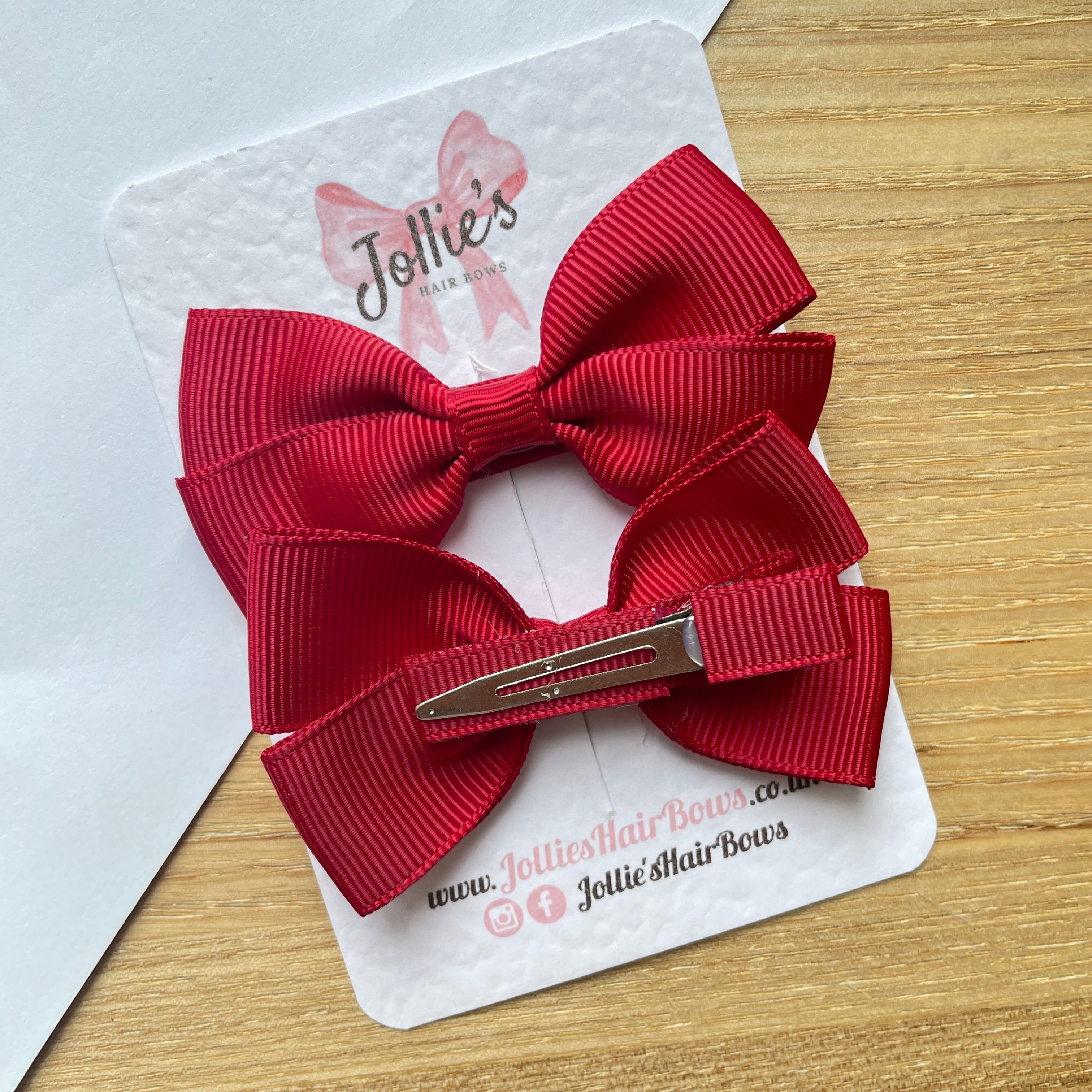 2.75inch Bow with Clip (pair) - Scarlet Red