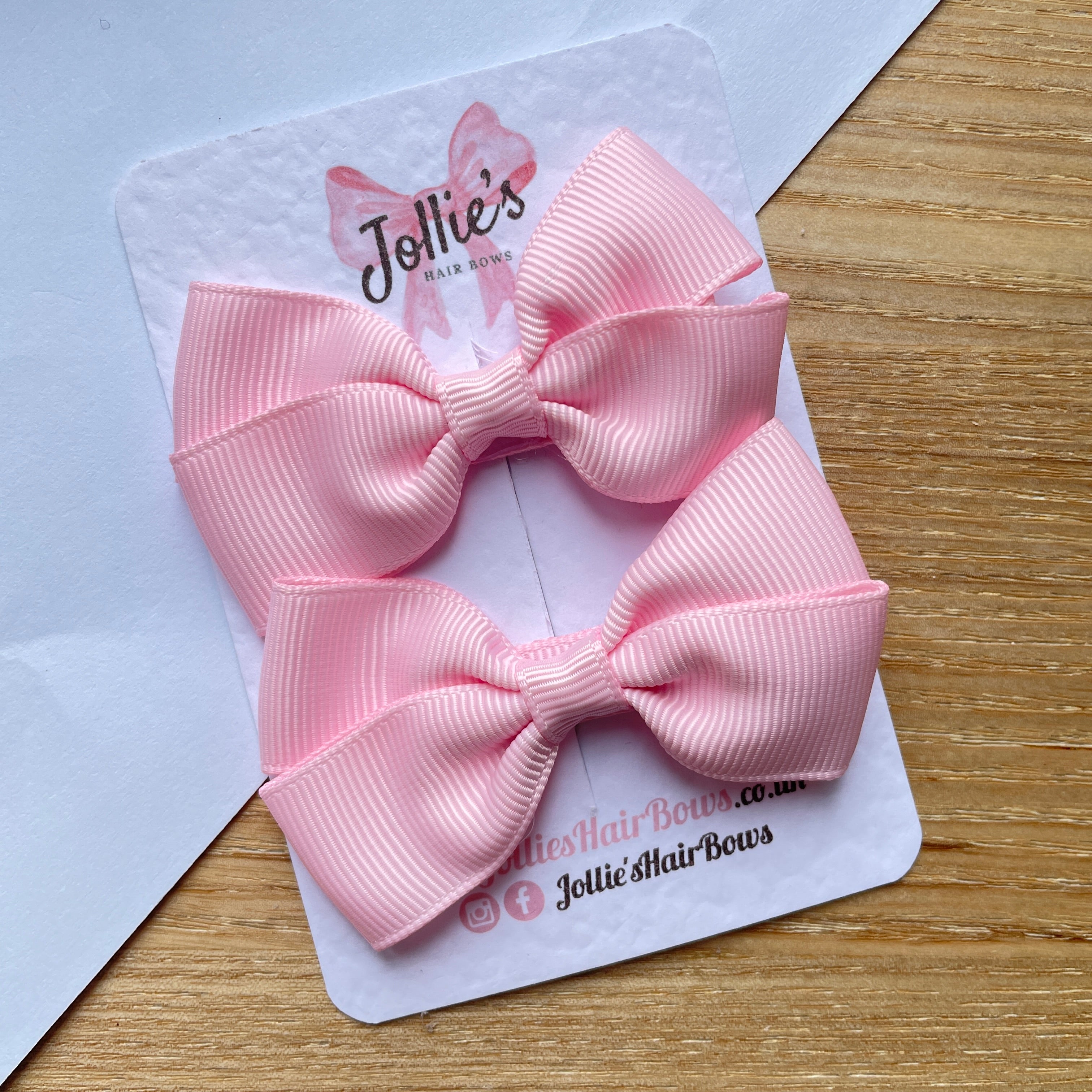 2.75inch Bow with Clip (pair) - Pearl Pink