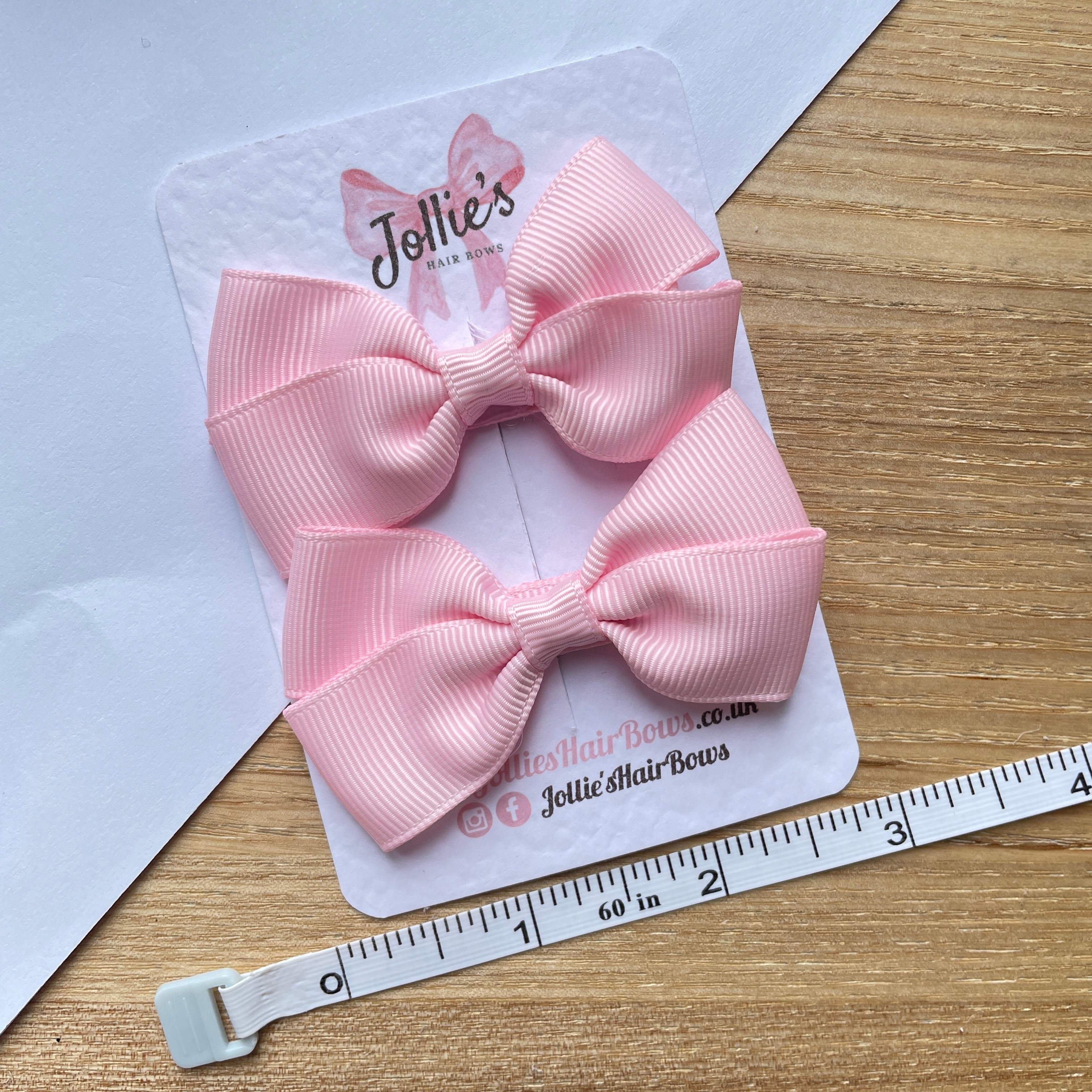 2.75inch Bow with Clip (pair) - Pearl Pink