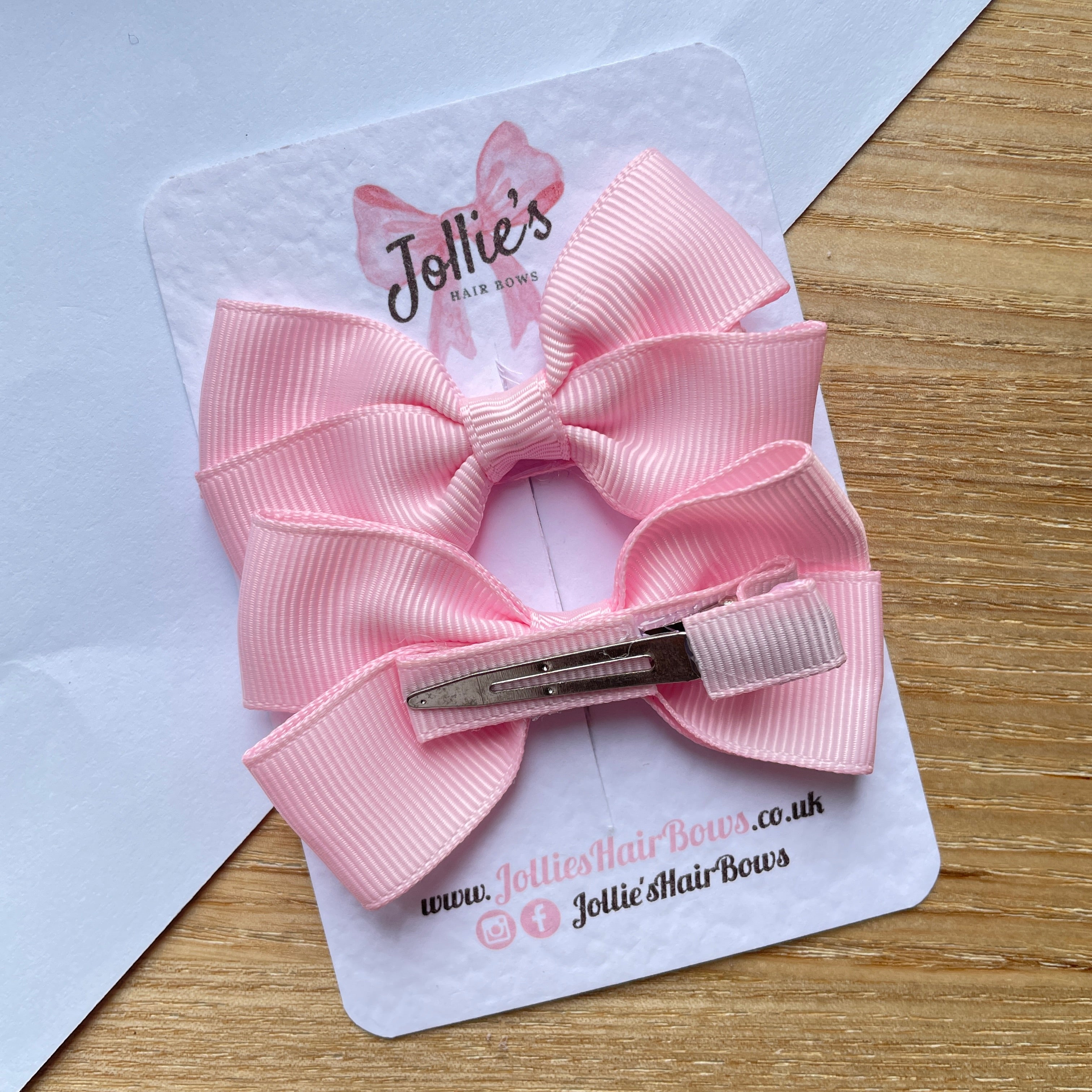 2.75inch Bow with Clip (pair) - Pearl Pink