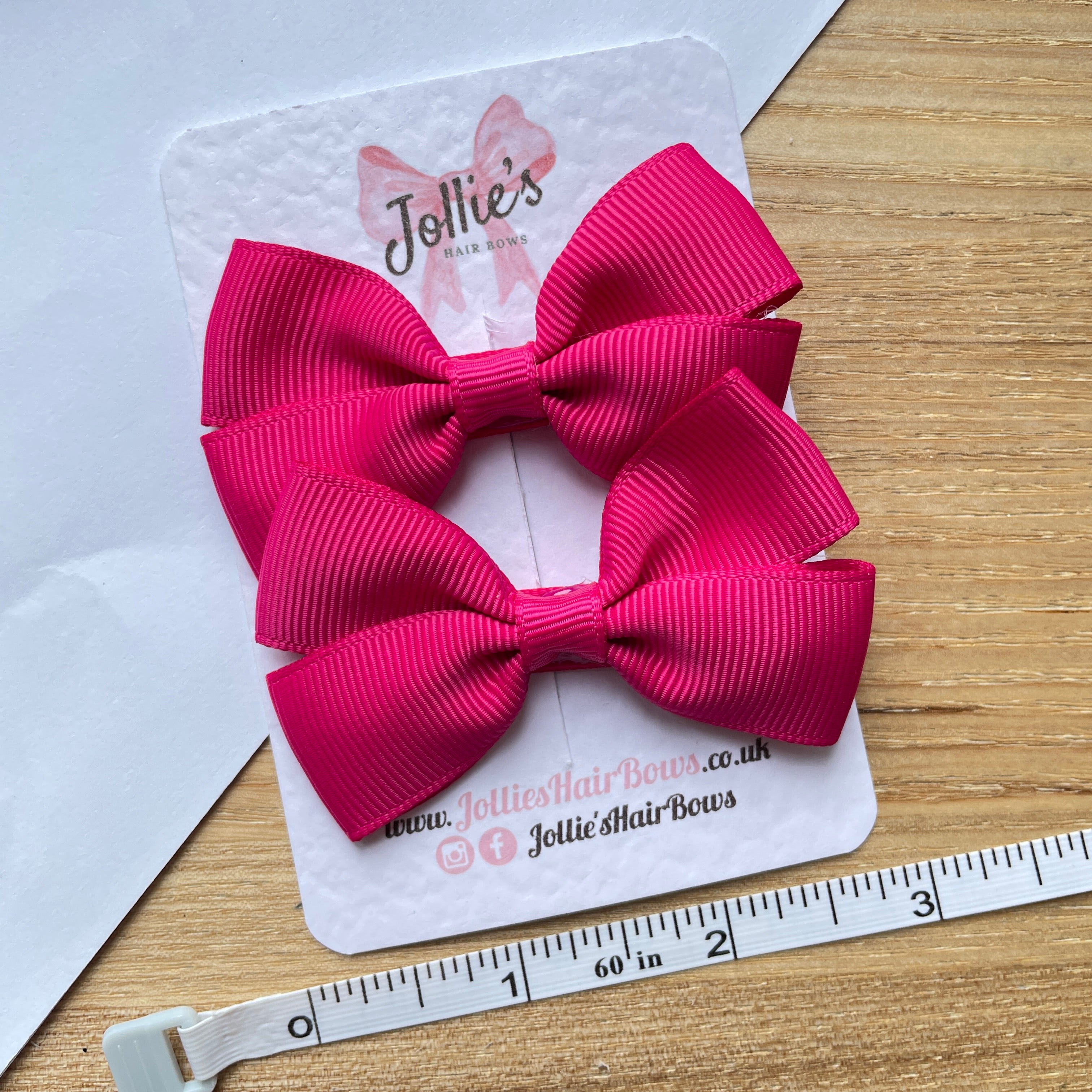 2.75inch Bow with Clip (pair) - Azalea