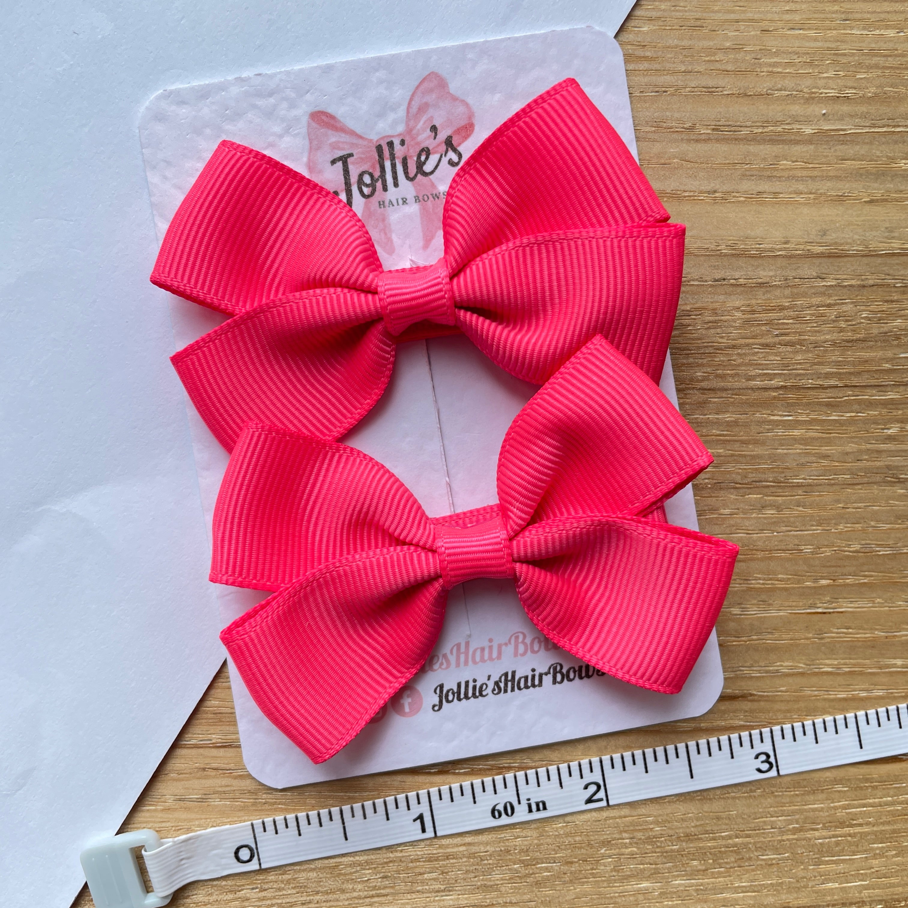 2.75inch Bow with Clip (pair) - Passion Fruit