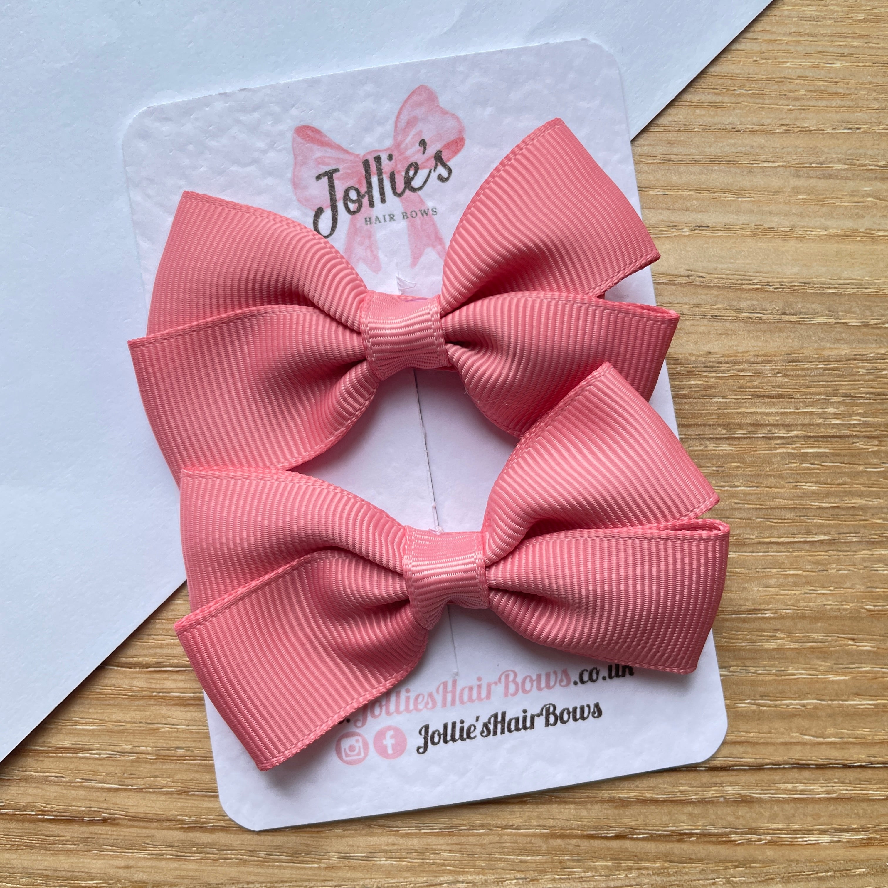 2.75inch Bow with Clip (pair) - Dusty Rose