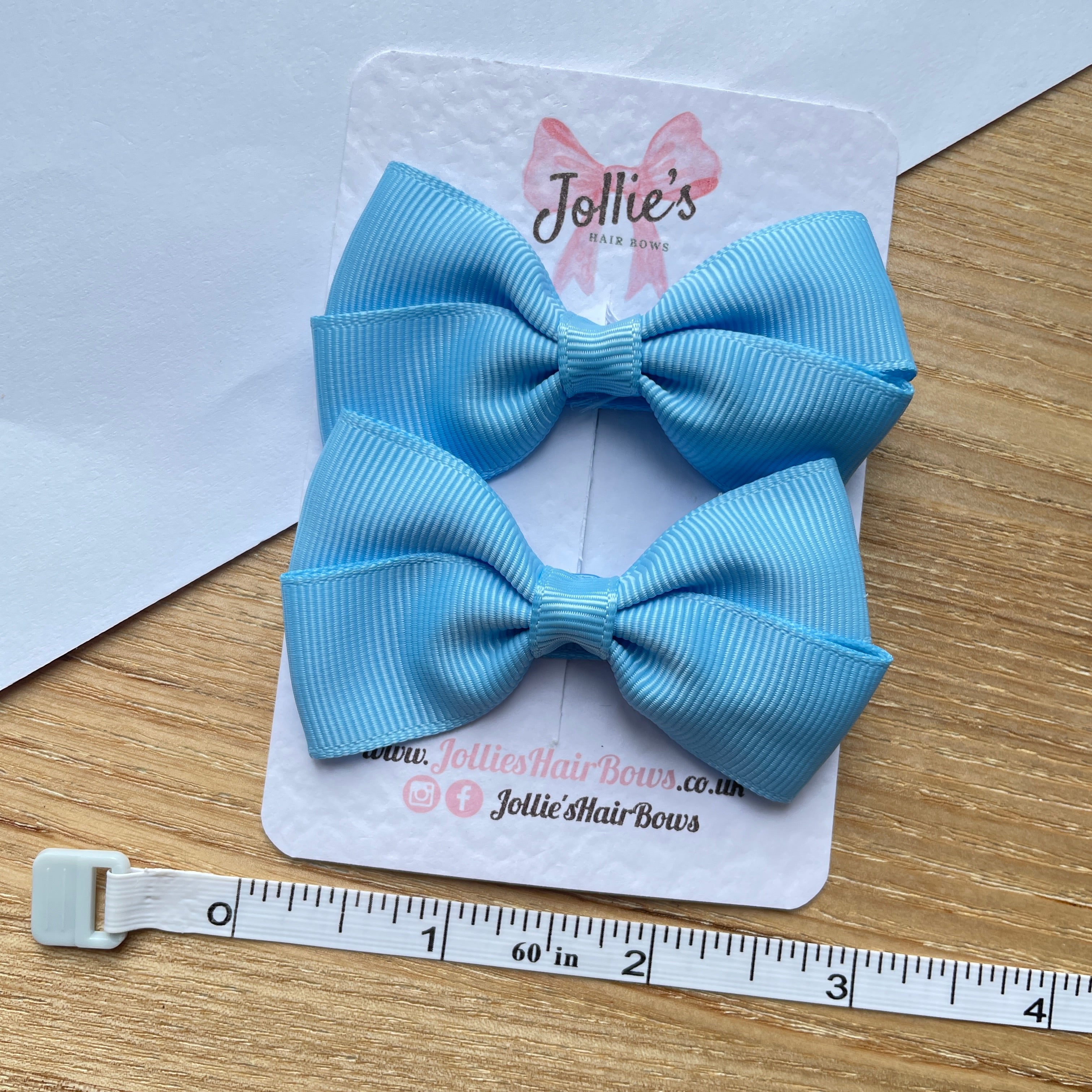 2.75inch Bow with Clip (pair) - Blue Mist