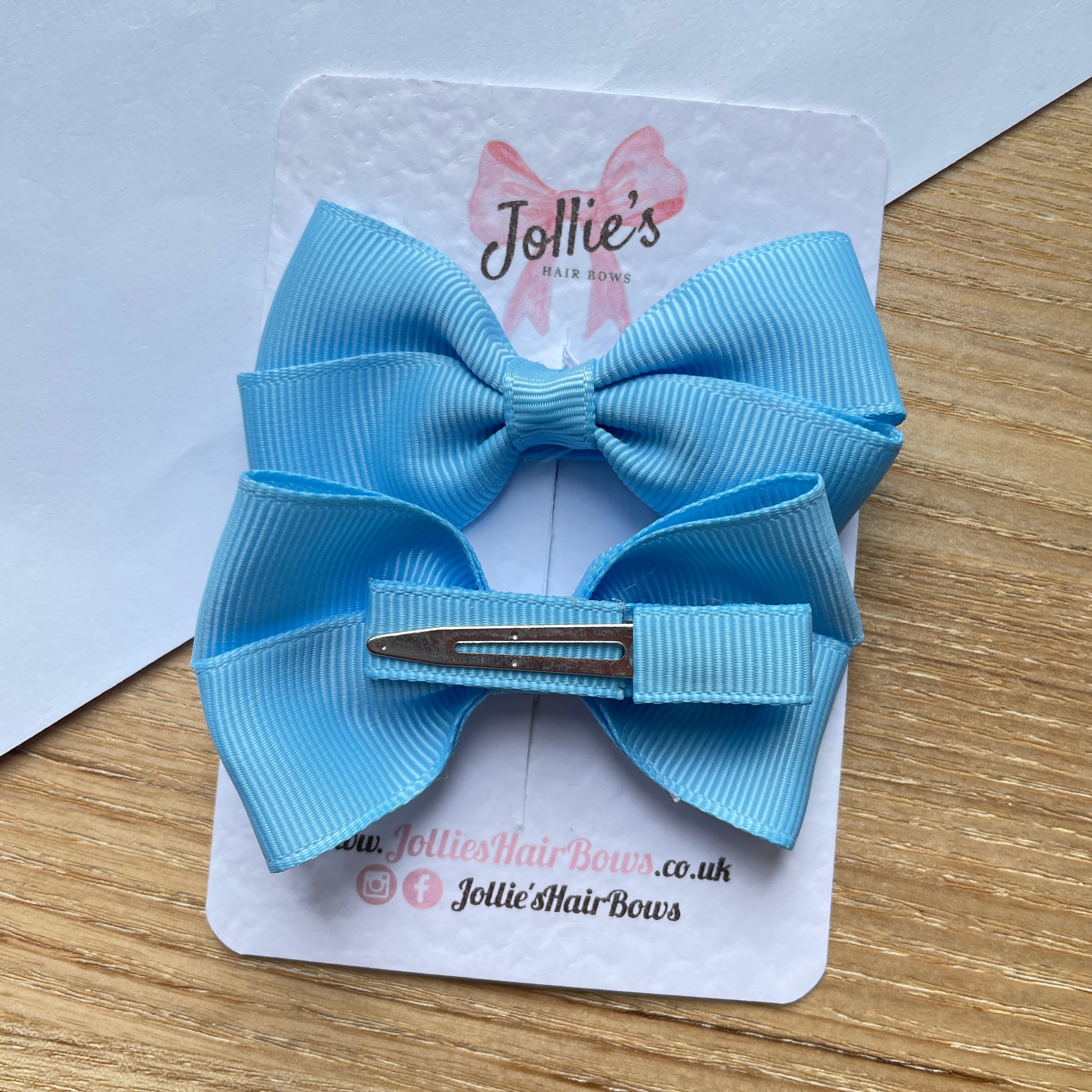 2.75inch Bow with Clip (pair) - Blue Mist