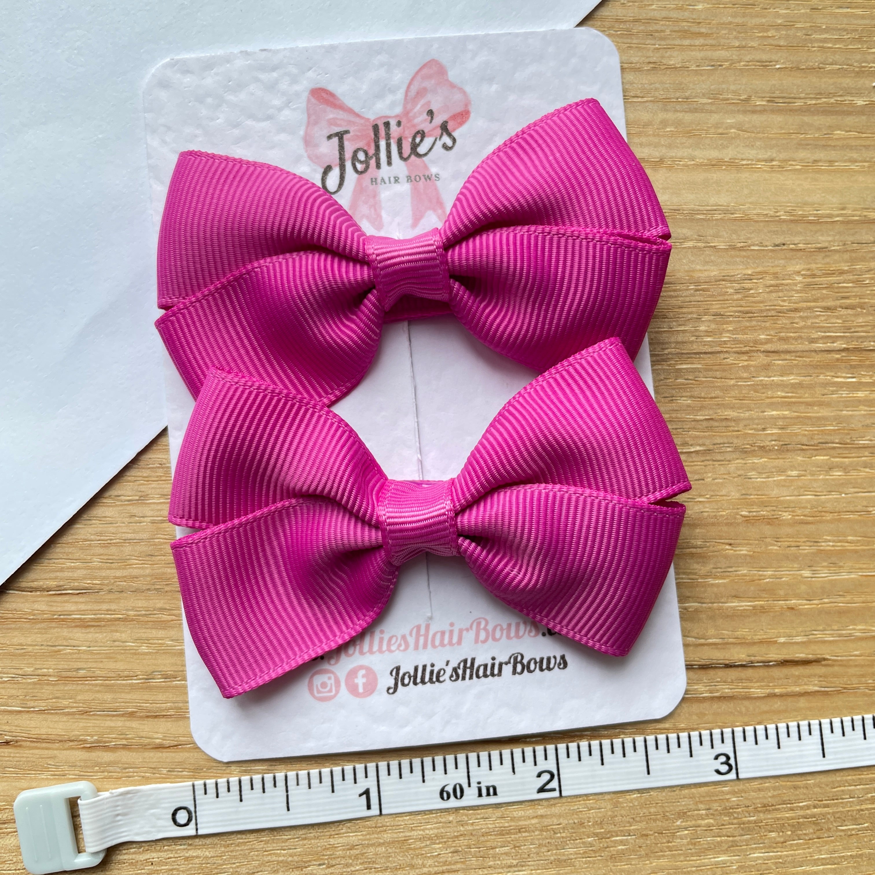 2.75inch Bow with Clip (pair) - Garden Rose