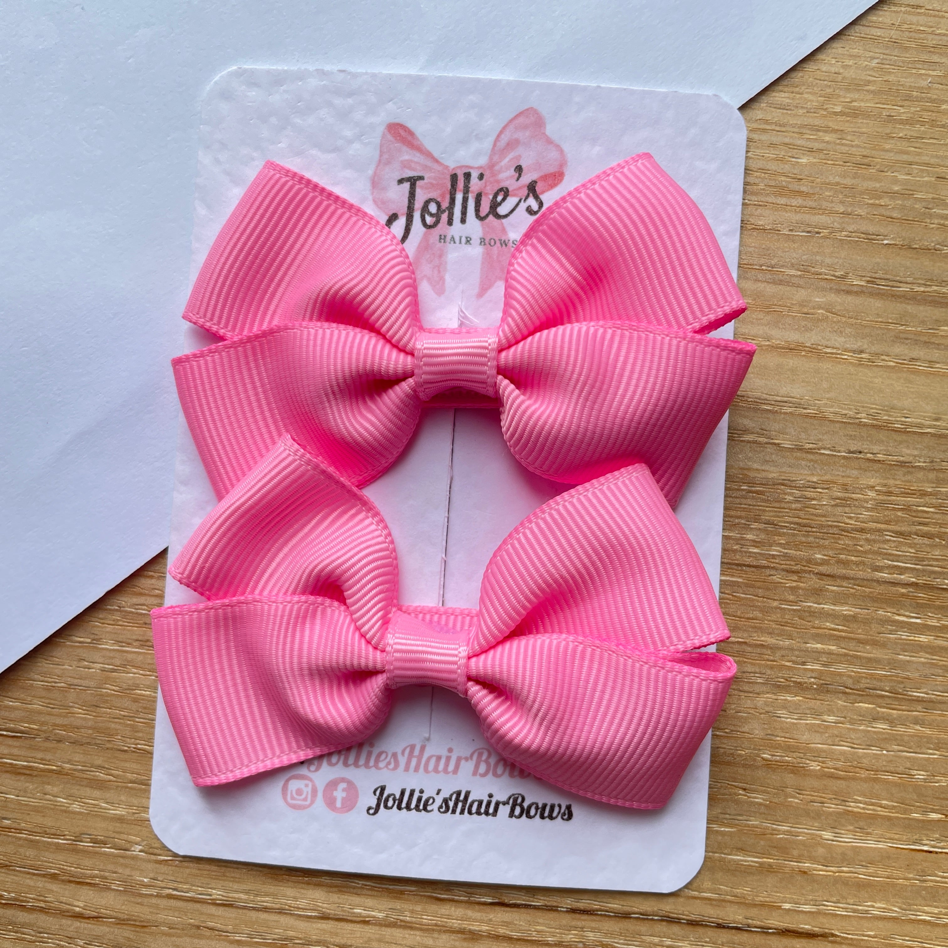 2.75inch Bow with Clip (pair) - Geranium Pink