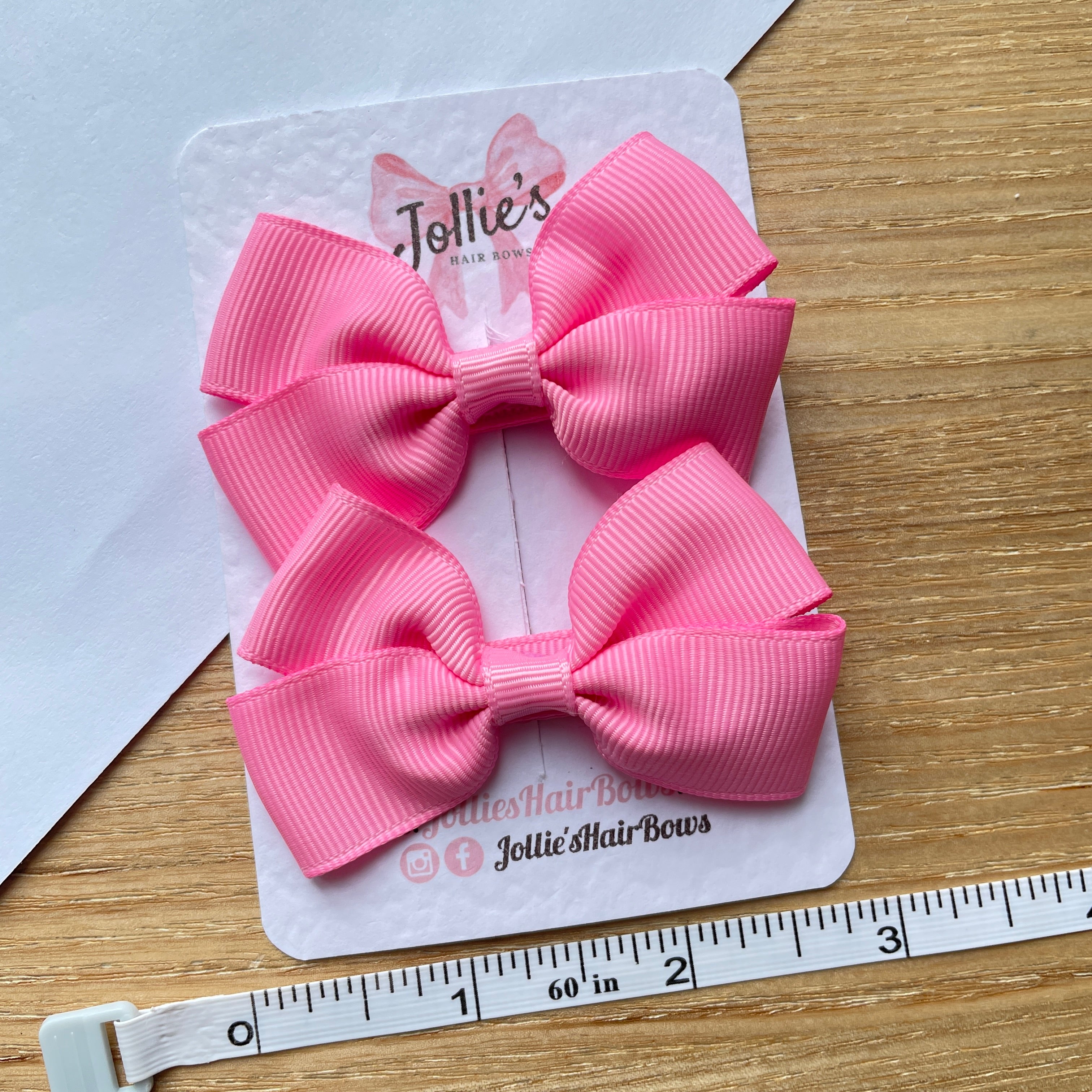 2.75inch Bow with Clip (pair) - Geranium Pink