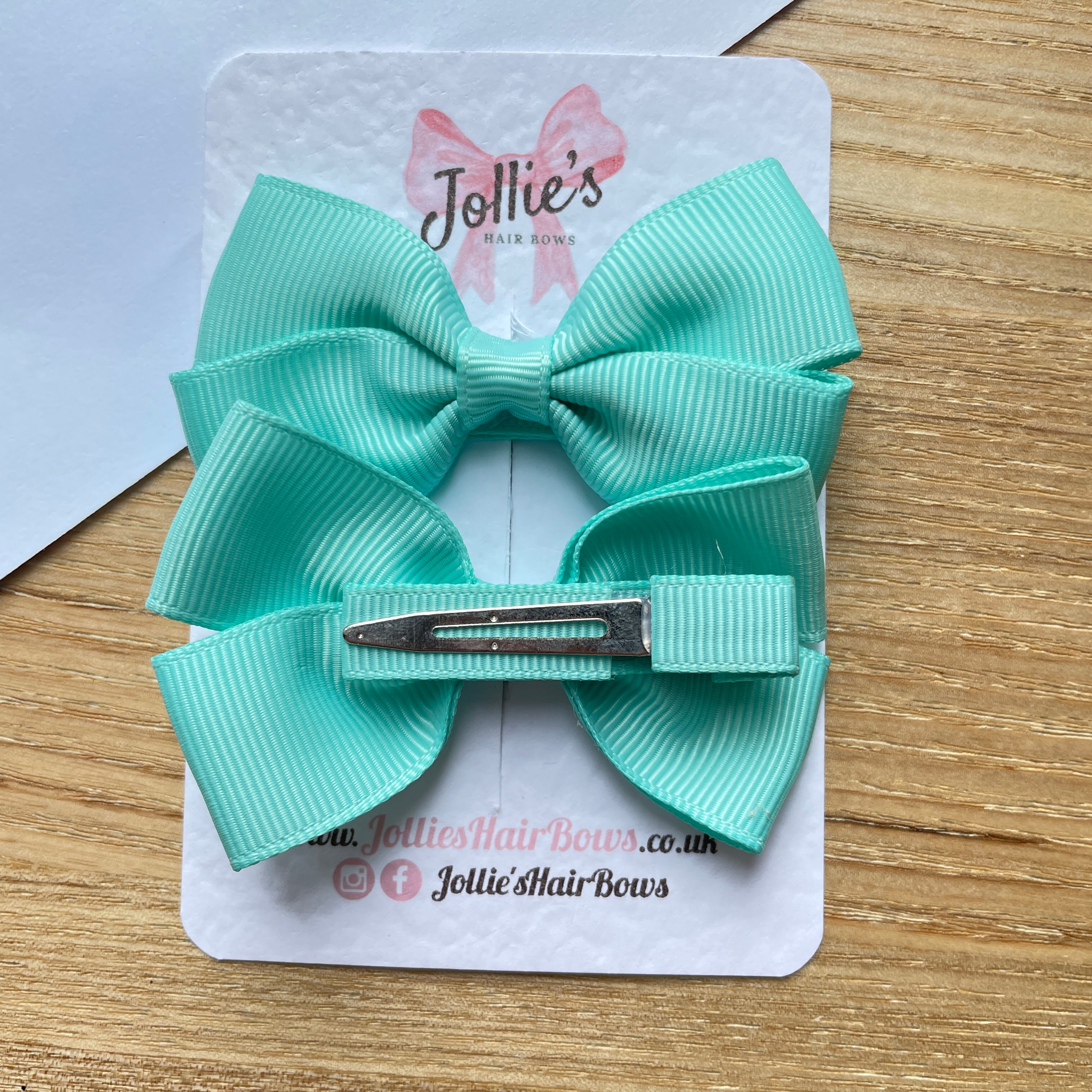 2.75inch Bow with Clip (pair) - Aqua