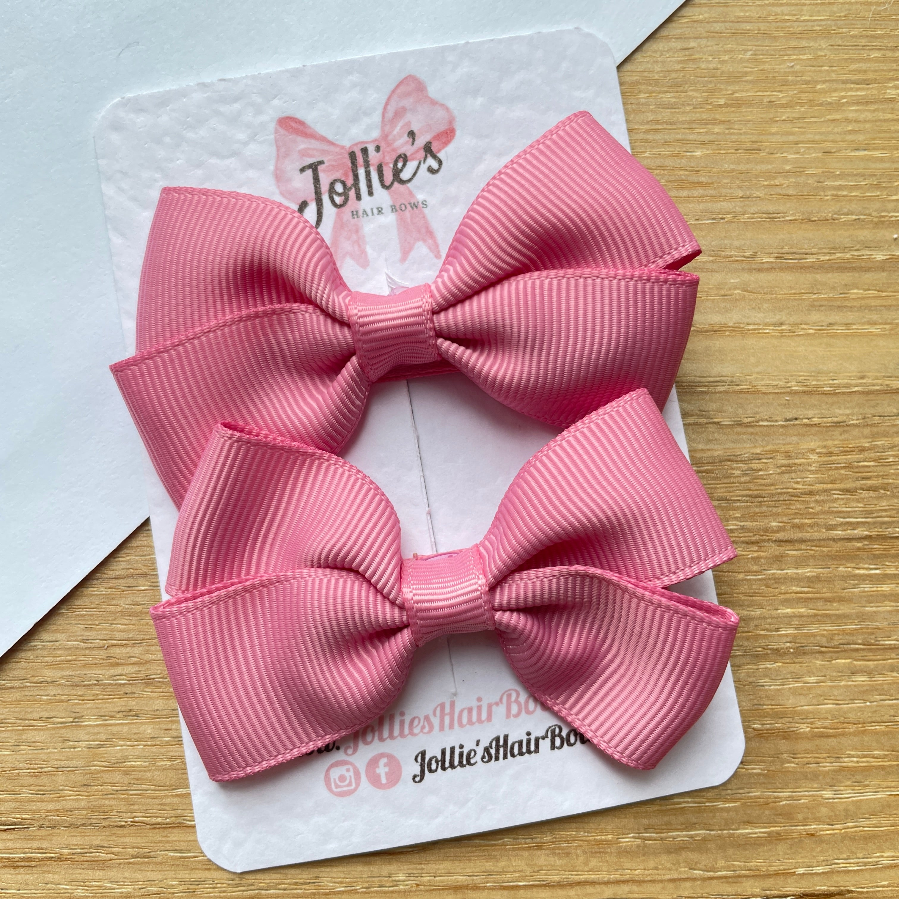 2.75inch Bow with Clip (pair) - Wild Rose