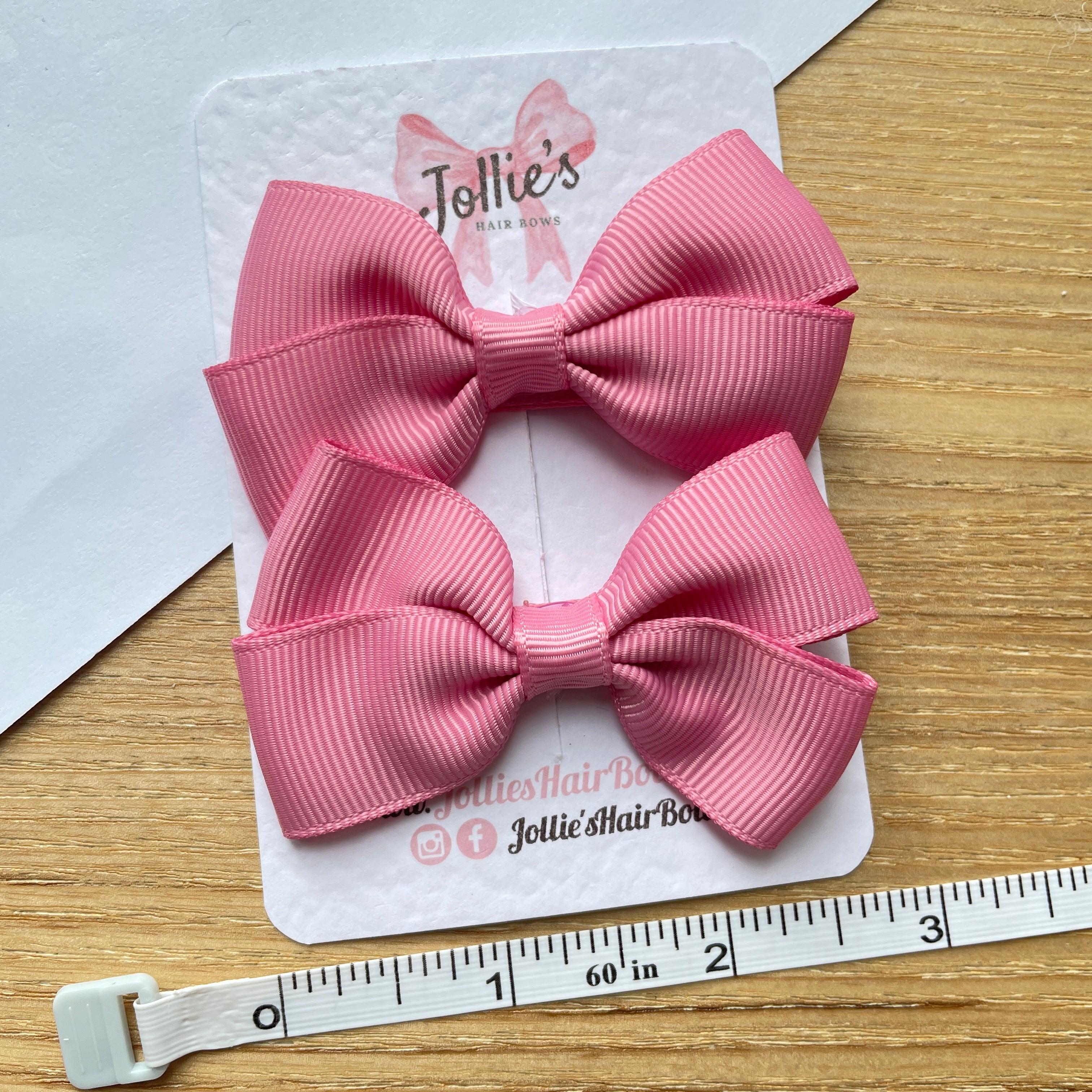 2.75inch Bow with Clip (pair) - Wild Rose