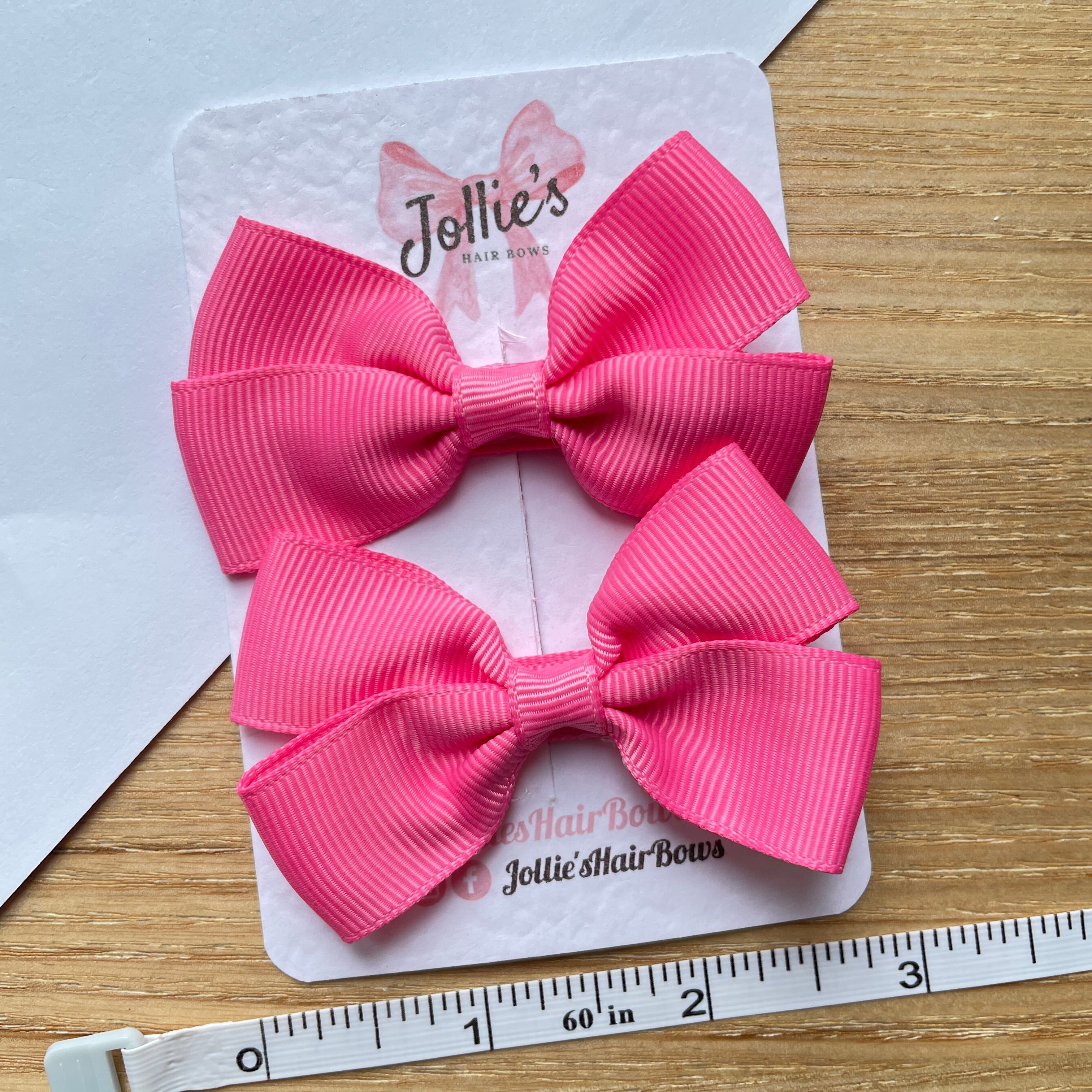 2.75inch Bow with Clip (pair) - Hot Pink