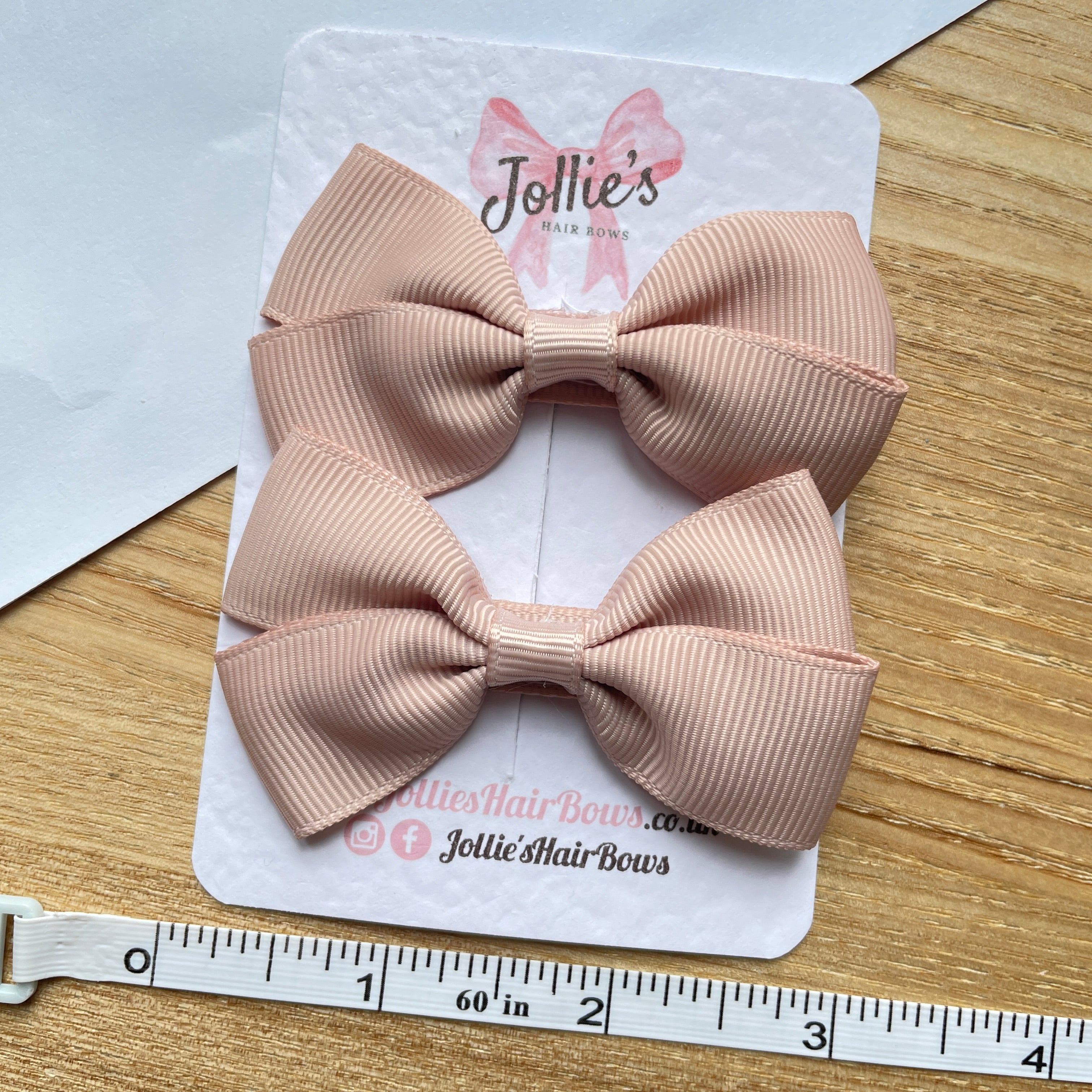 2.75inch Bow with Clip (pair) - Vanilla