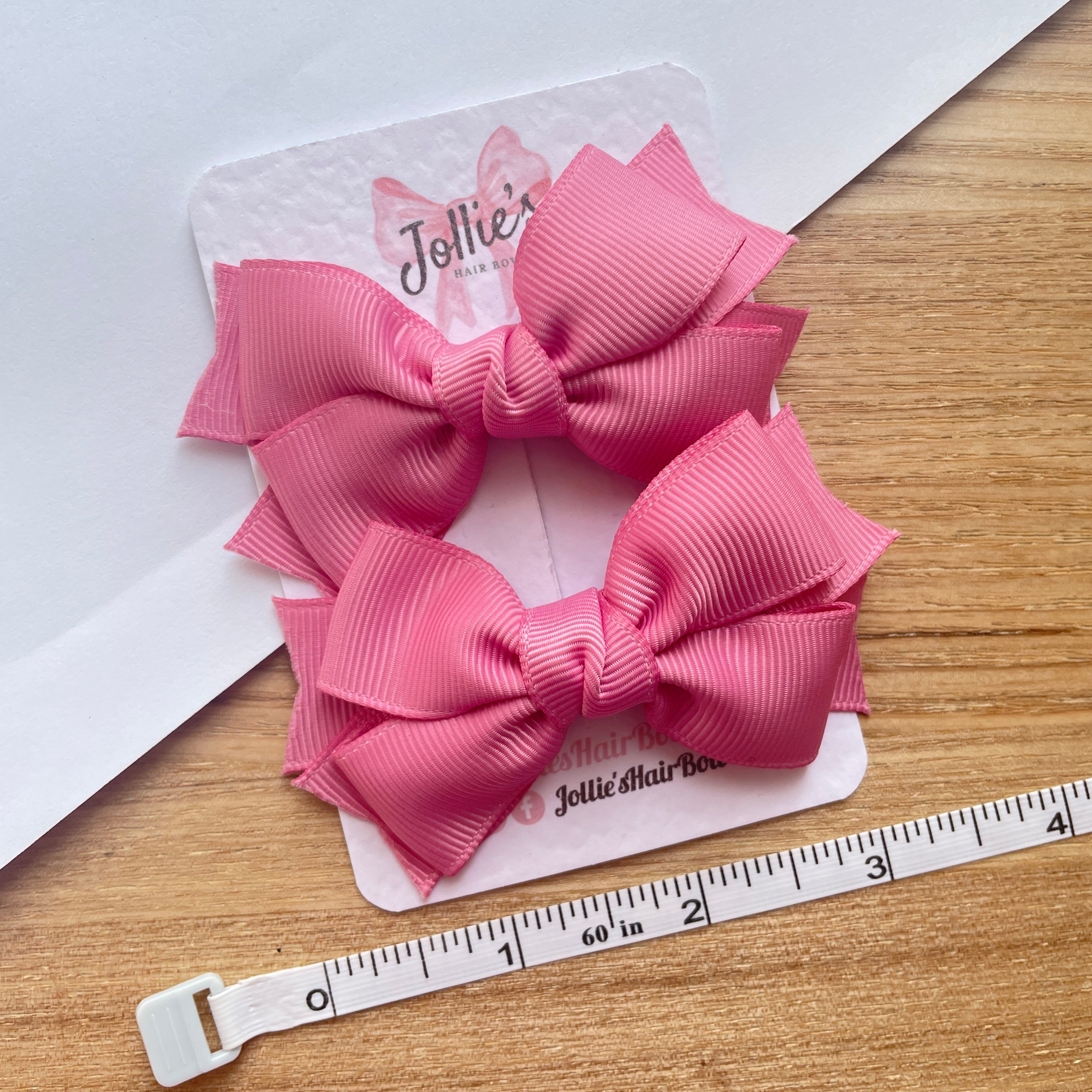 3inch Bow with Clip (pair) - Wild Rose