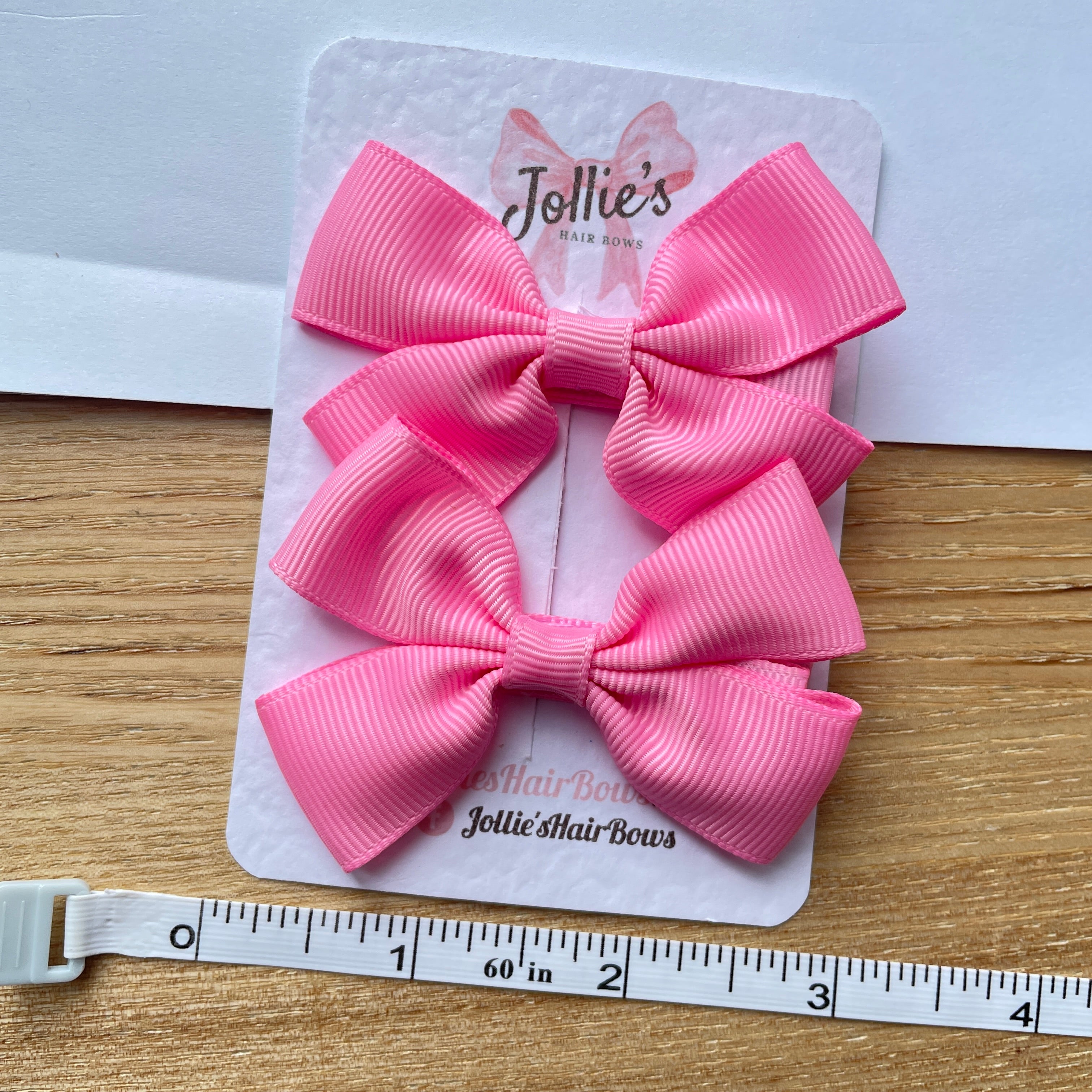 2.5inch Classic Bow with Clip (pair) - Geranium Pink