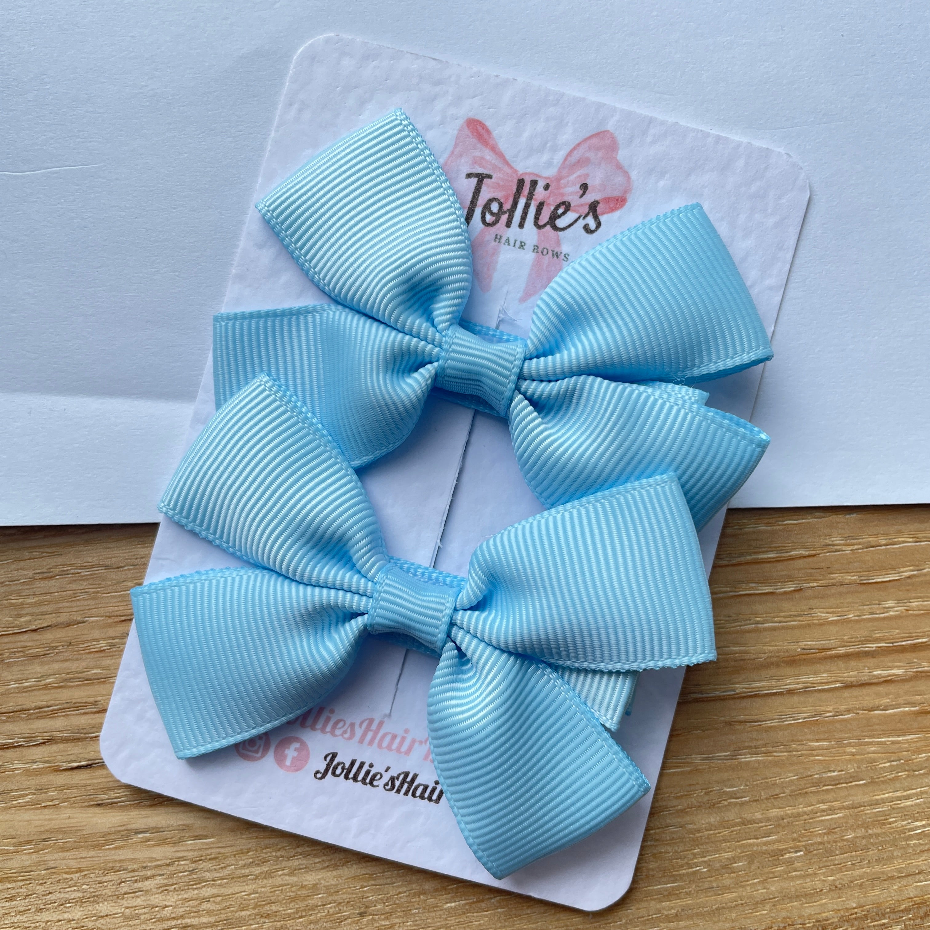 2.5inch Classic Bow with Clip (pair) - Blue Topaz