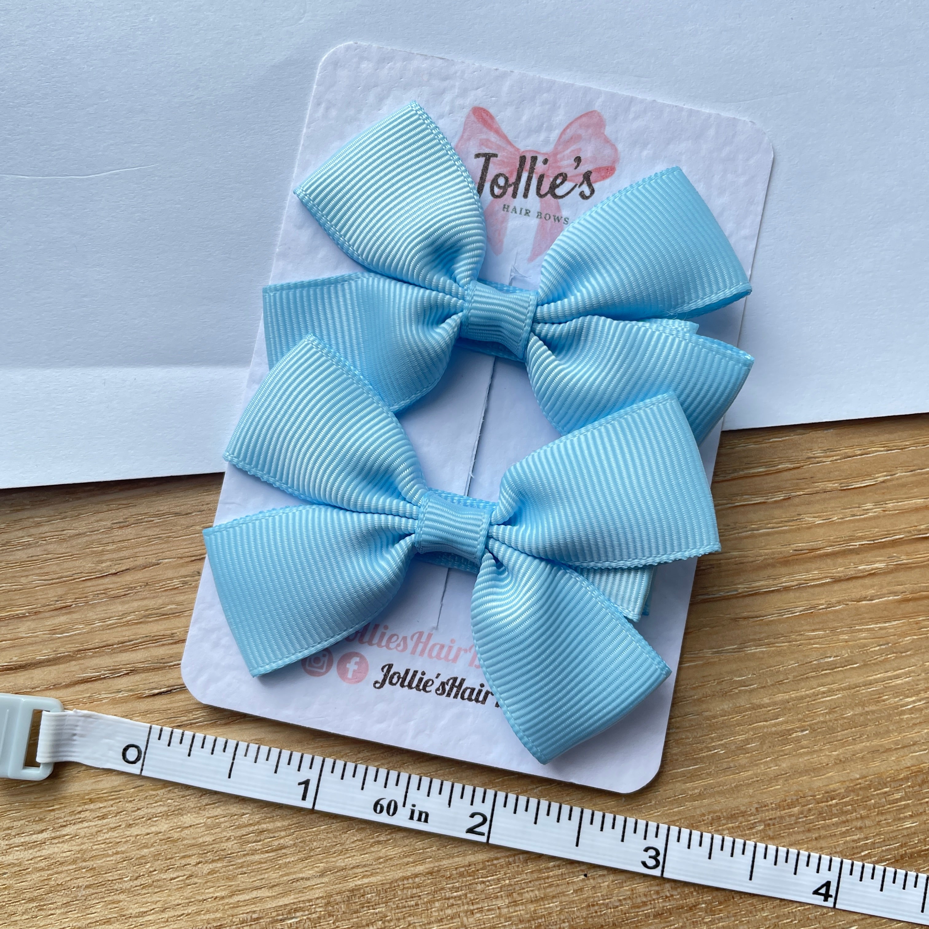 2.5inch Classic Bow with Clip (pair) - Blue Topaz