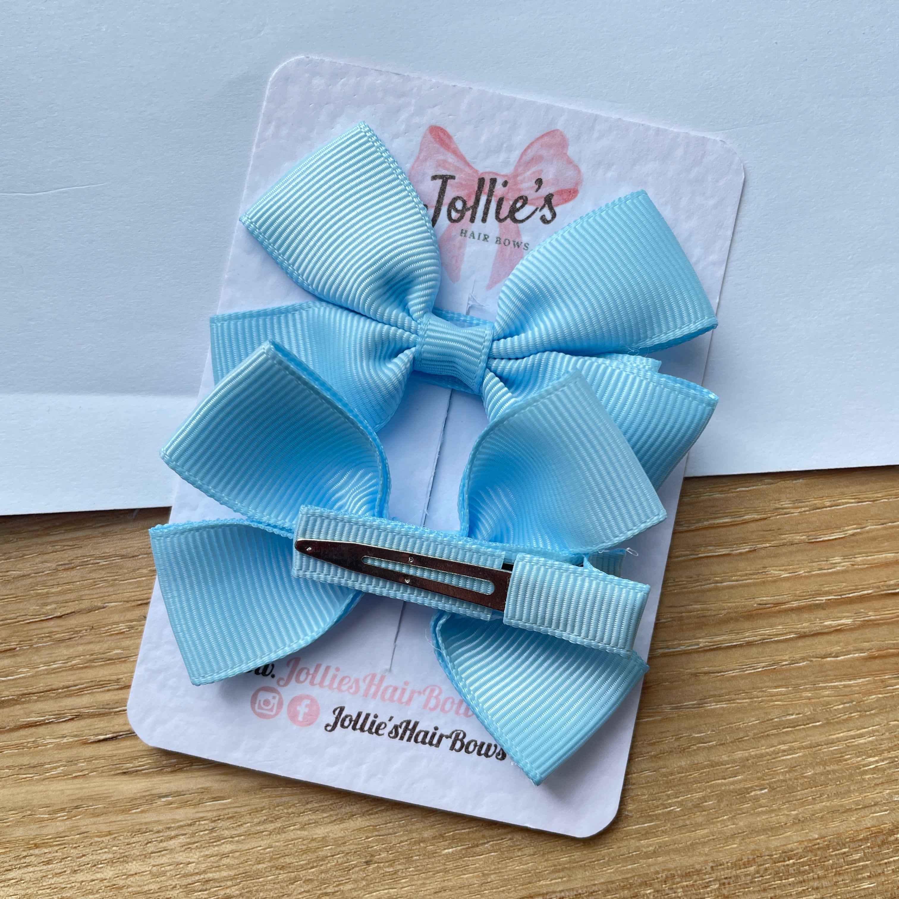 2.5inch Classic Bow with Clip (pair) - Blue Topaz