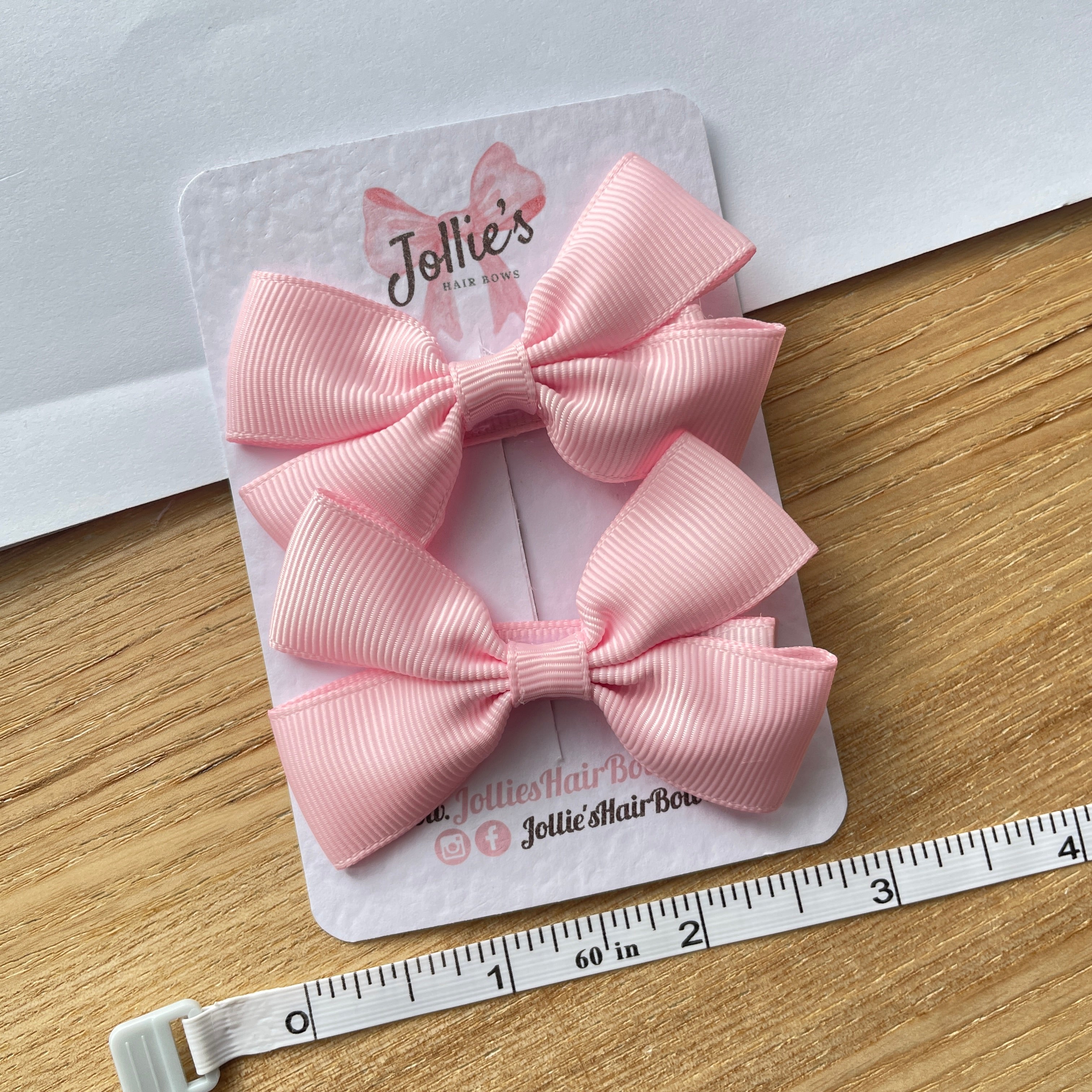 2.5inch Classic Bow with Clip (pair) - Pearl Pink