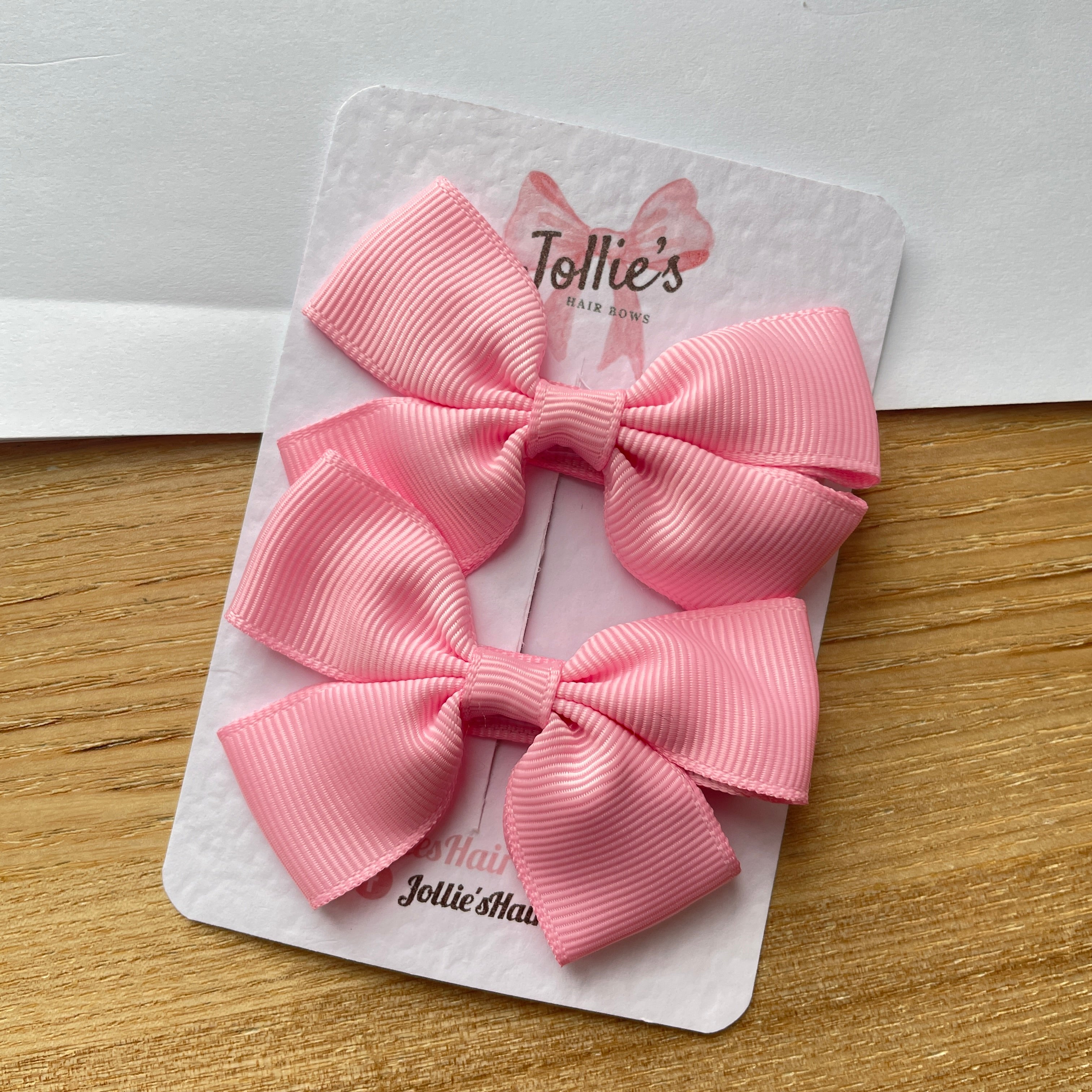 2.5inch Classic Bow with Clip (pair) - Rose Pink