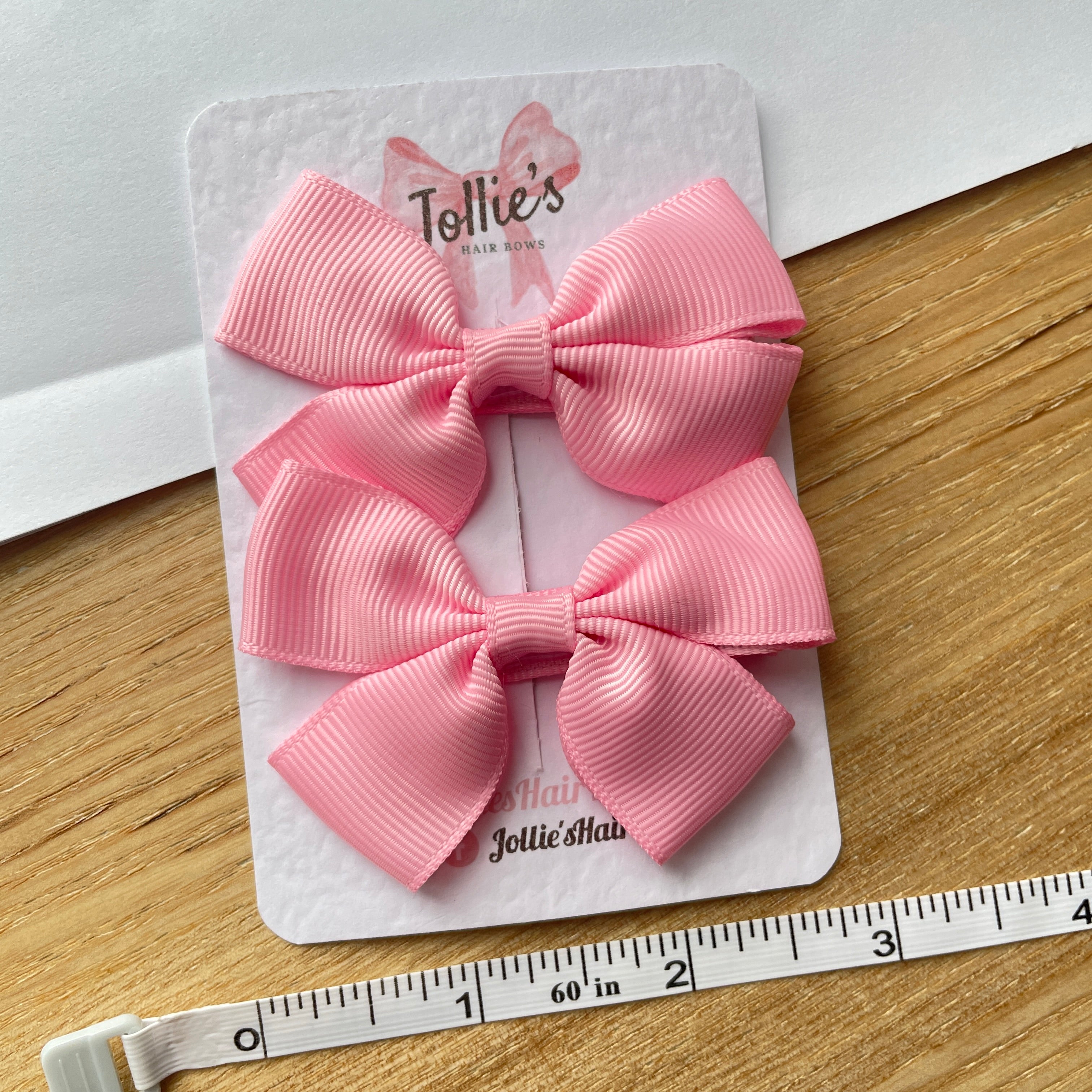 2.5inch Classic Bow with Clip (pair) - Rose Pink