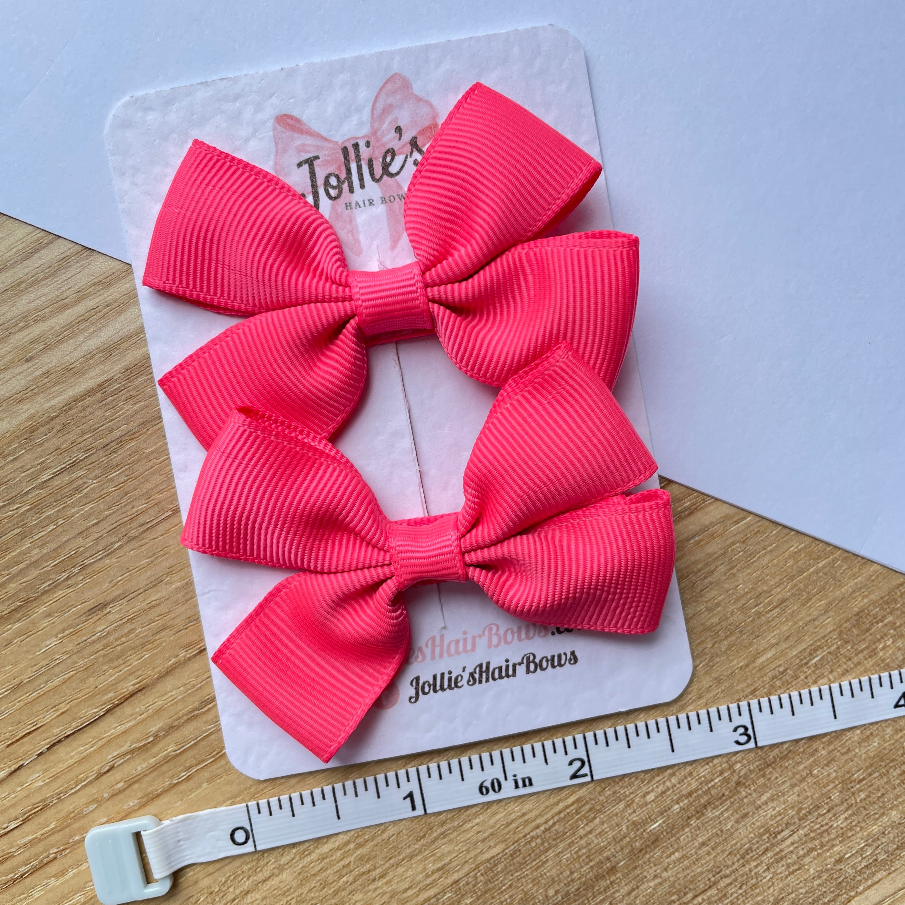 2.5inch Classic Bow with Clip (pair) - Passion Fruit