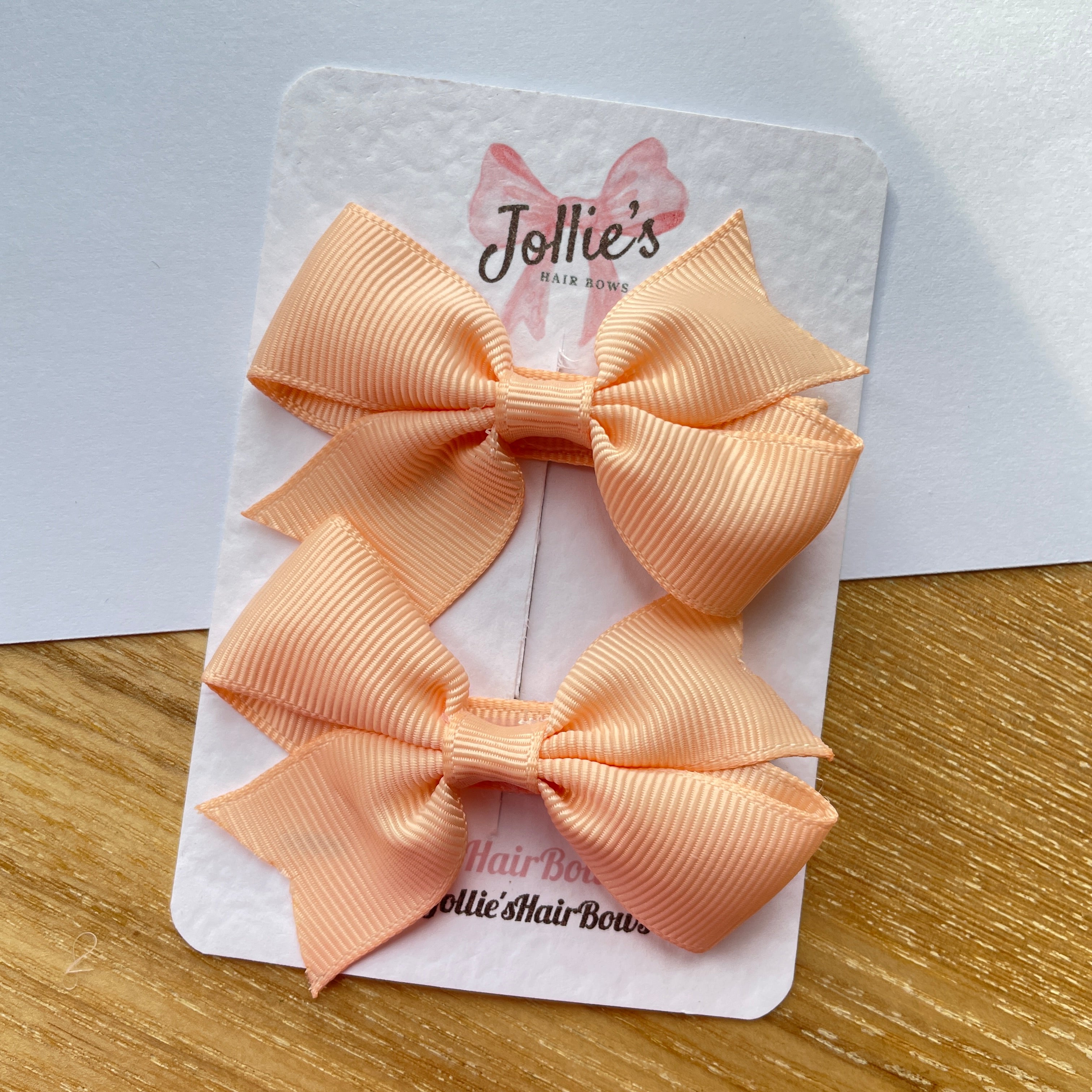 2.5inch Lively Bow with Clip Set - Petal Peach