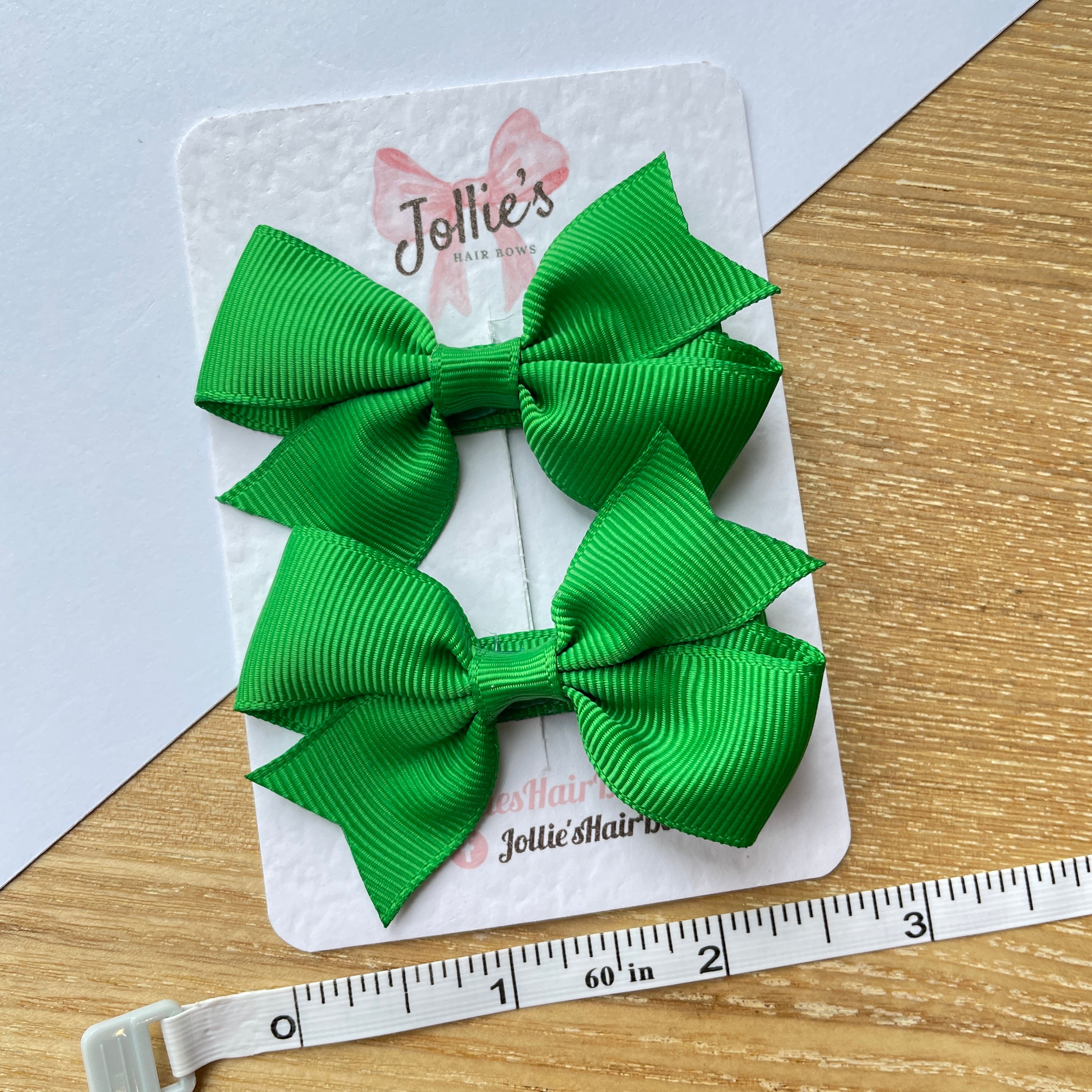 2.5inch Lively Bow with Clip Set - Emerald Green